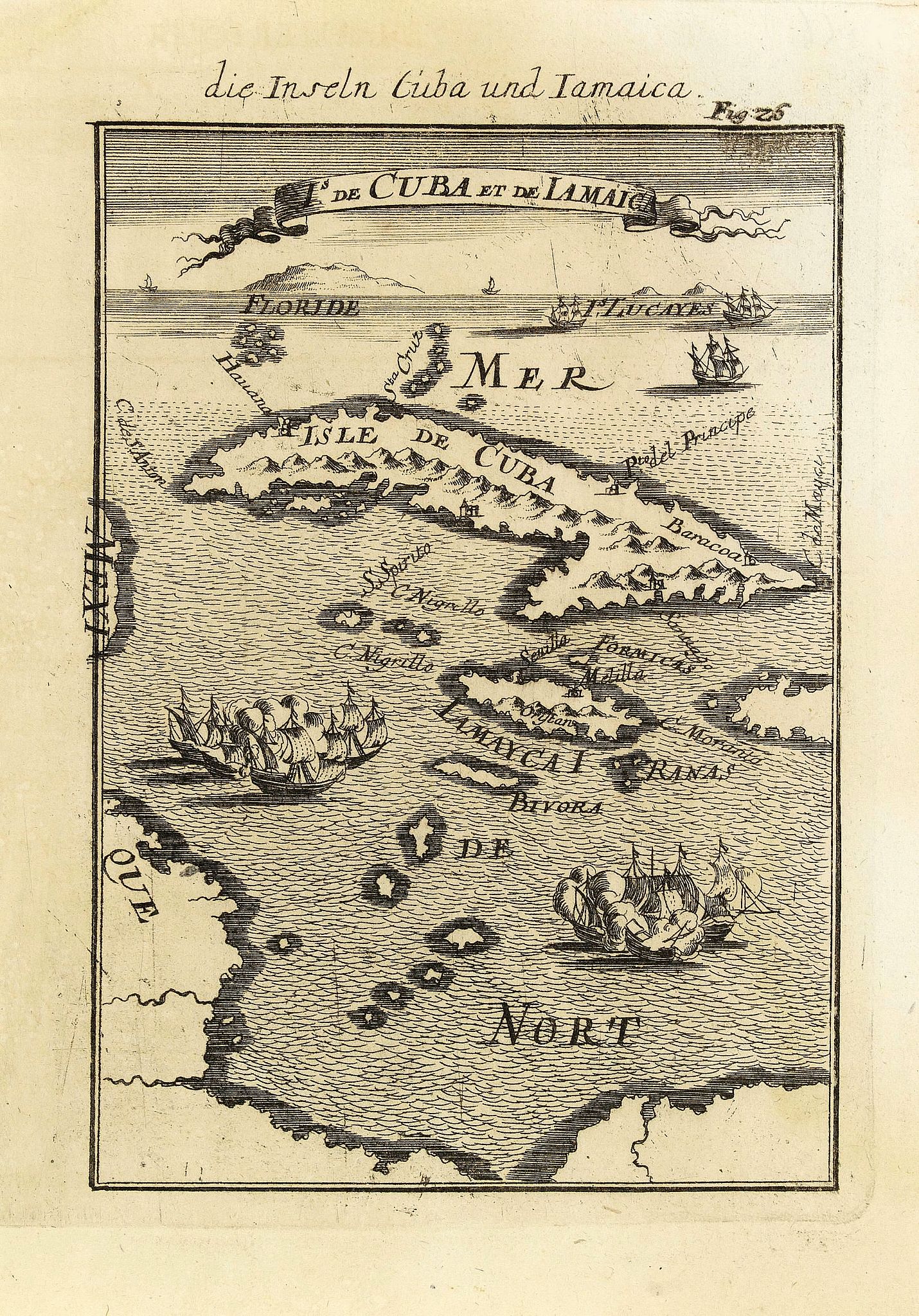 MALLET, A.M., I.de Cuba et de Jamaica., antique map, old maps