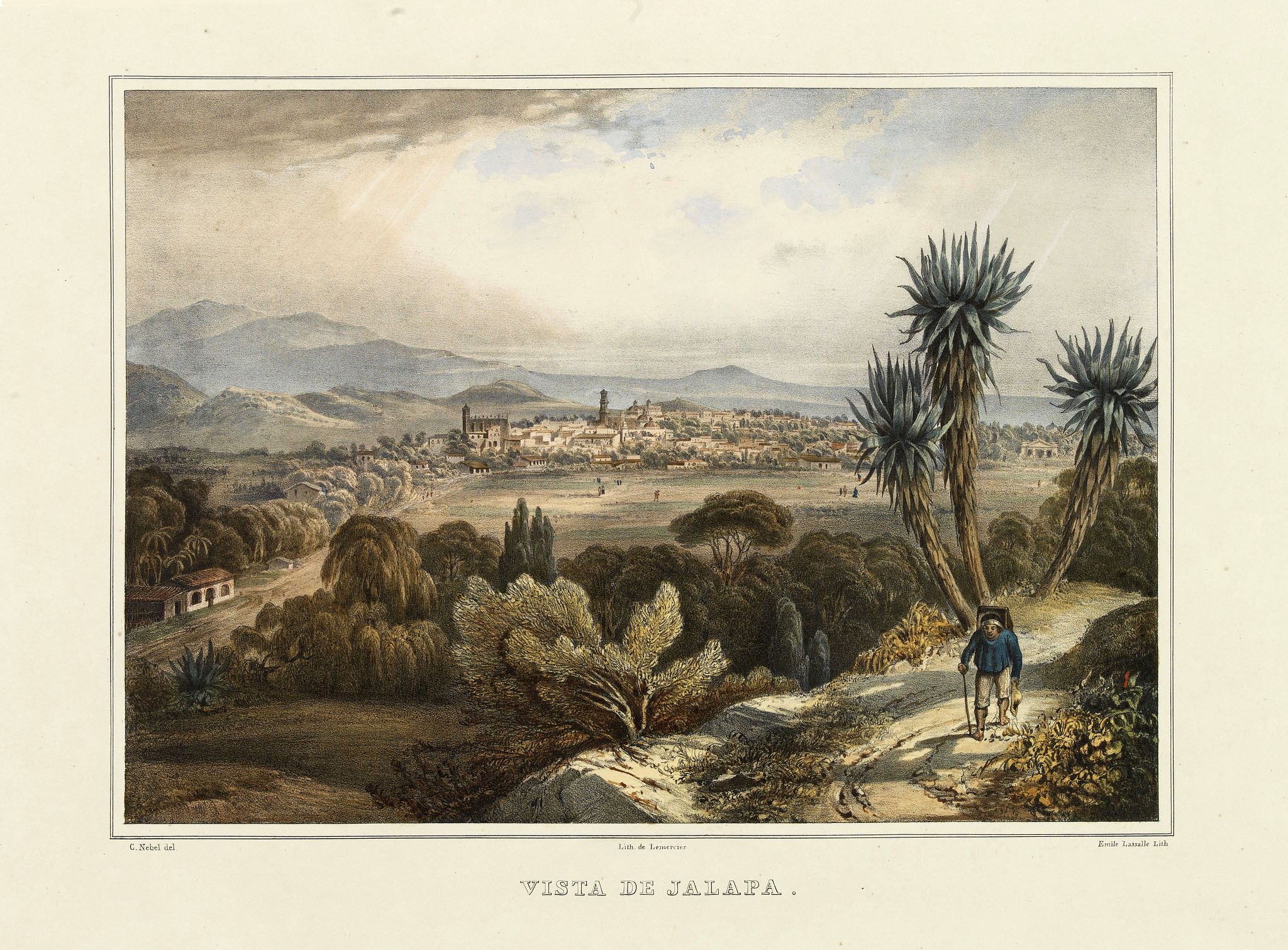 NEBEL, Ch., Vista de Jalapa., antique map, old maps