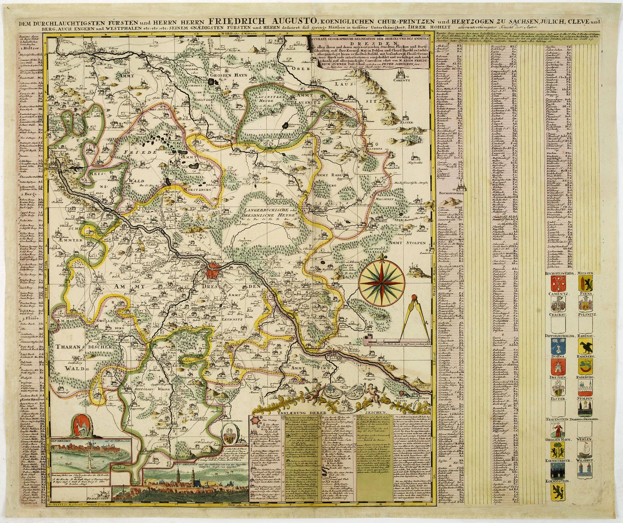 SCHENCK Jr., P., Accurate Geographische delineation der Dioeces und des Ammtes DRESDEN. . ., antique map, old maps