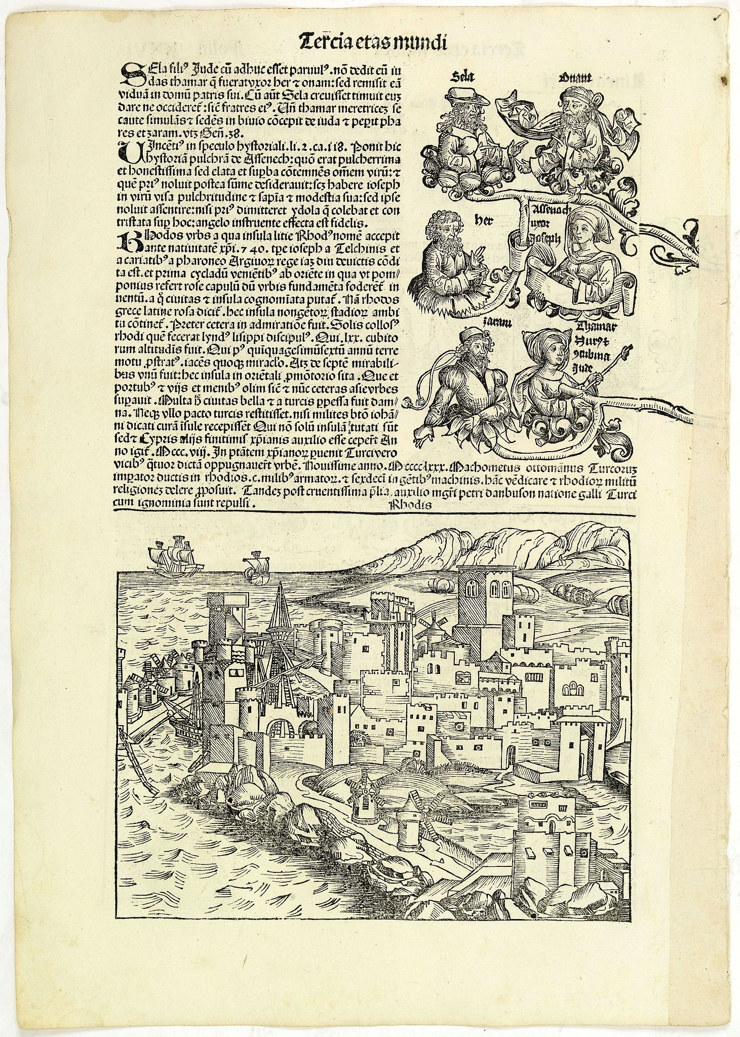 SCHEDEL, H., Tercia Etas Mundi. Folium.XXVI (Rhodes), antique map, old maps