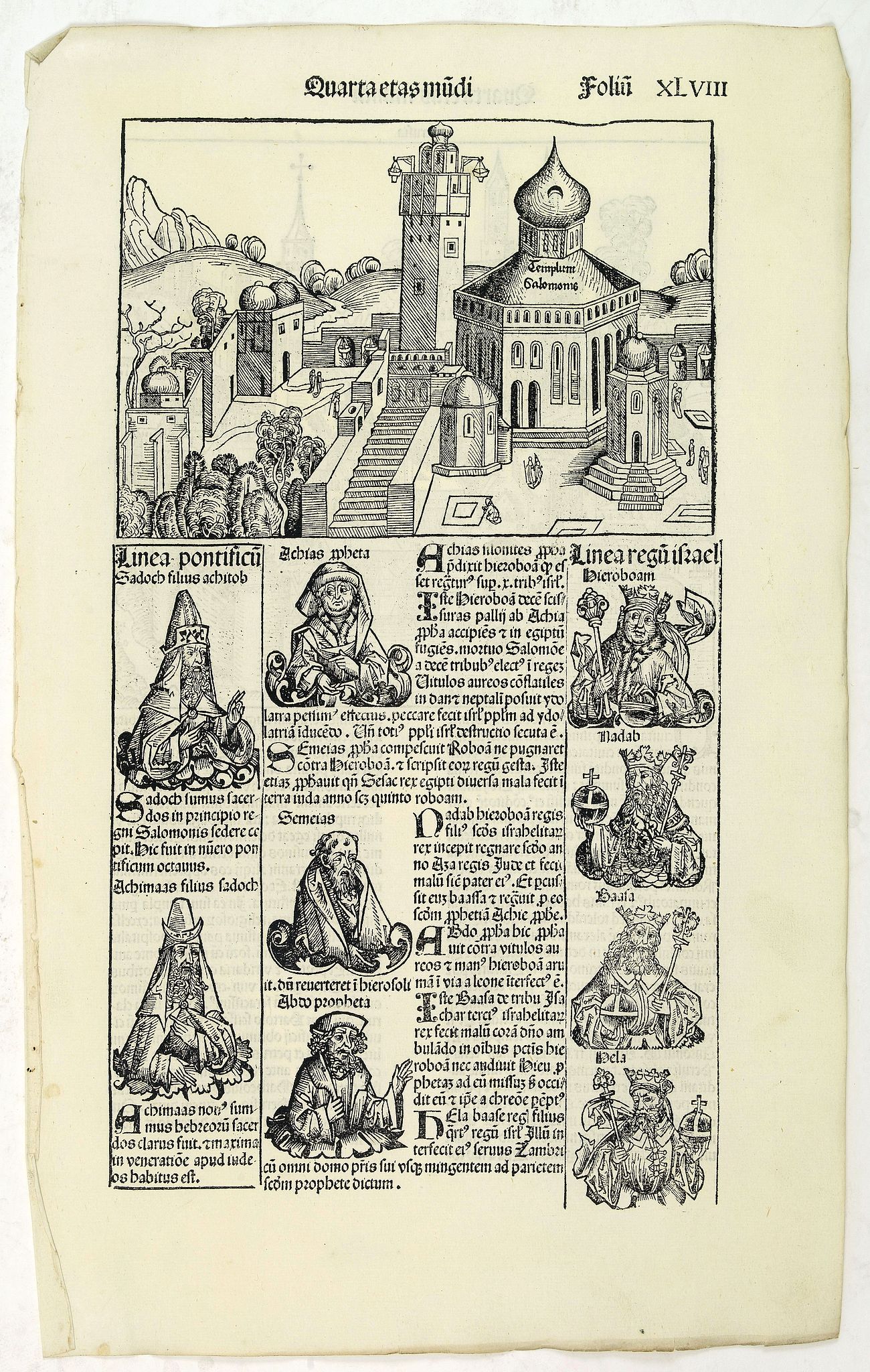 SCHEDEL, H., Quarta Etas Mundi. Folium.XLVIII, antique map, old maps