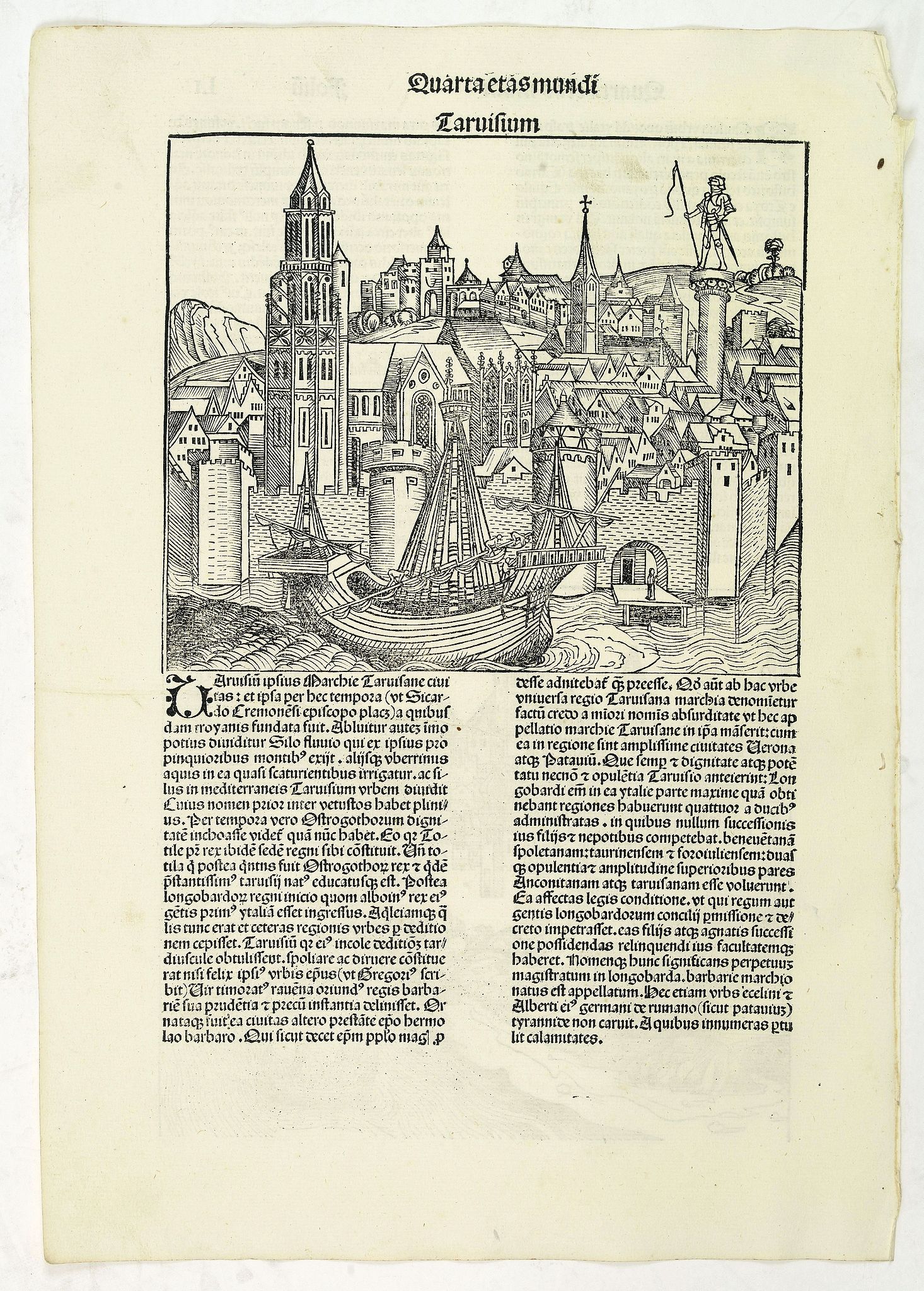 SCHEDEL, H., Quarta Etas Mundi. Taruisium Folium.LI, antique map, old maps