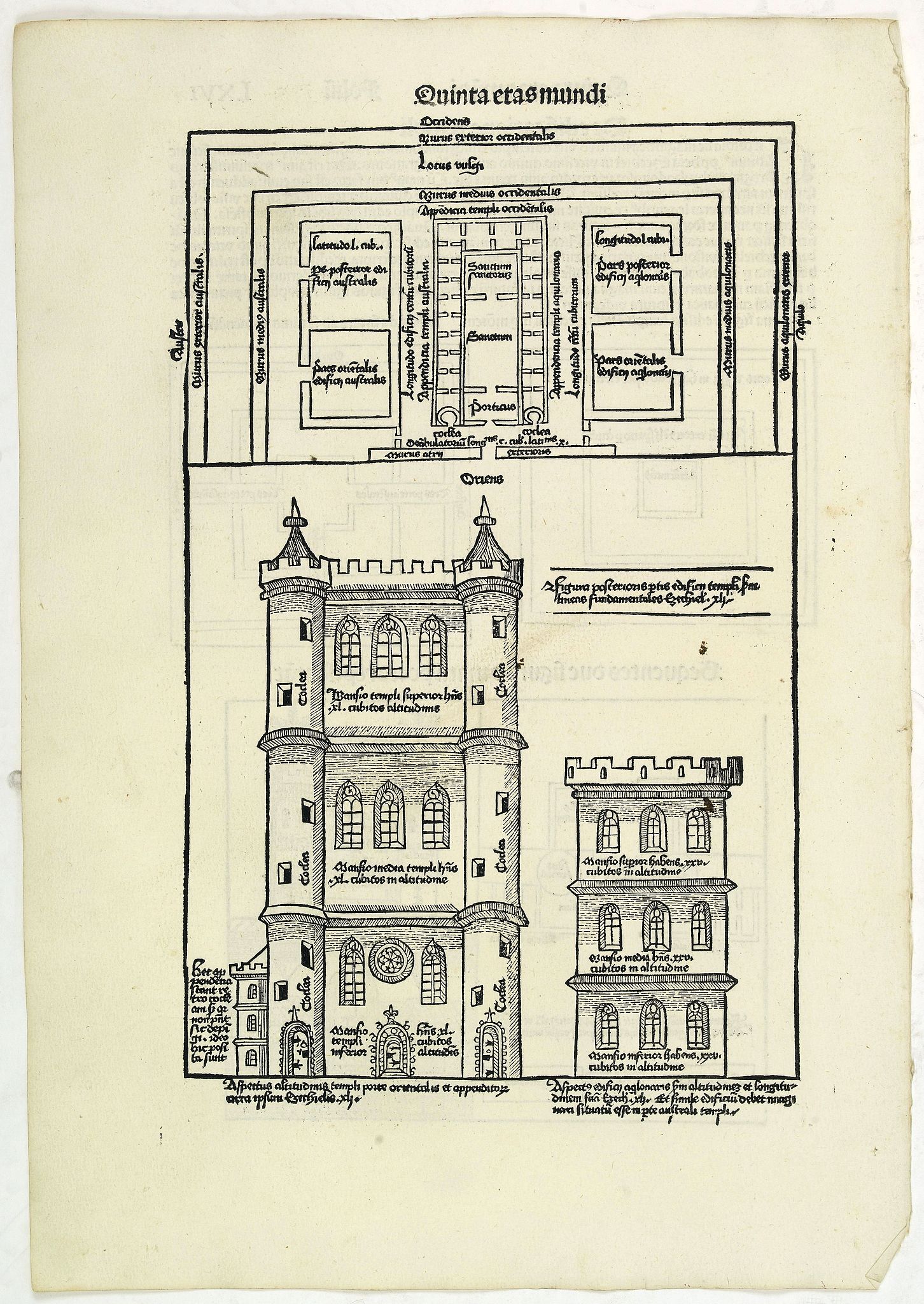 SCHEDEL, H., Quinta Etas Mundi. Folium. LXVI. (Visionary Temple of Ezekiel.), antique map, old maps