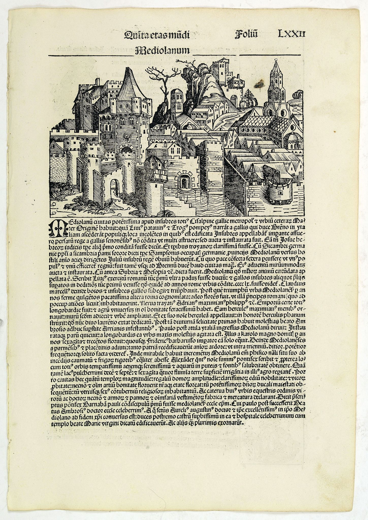 SCHEDEL, H., Quita Etas Mundi. Folium.LXXII, antique map, old maps