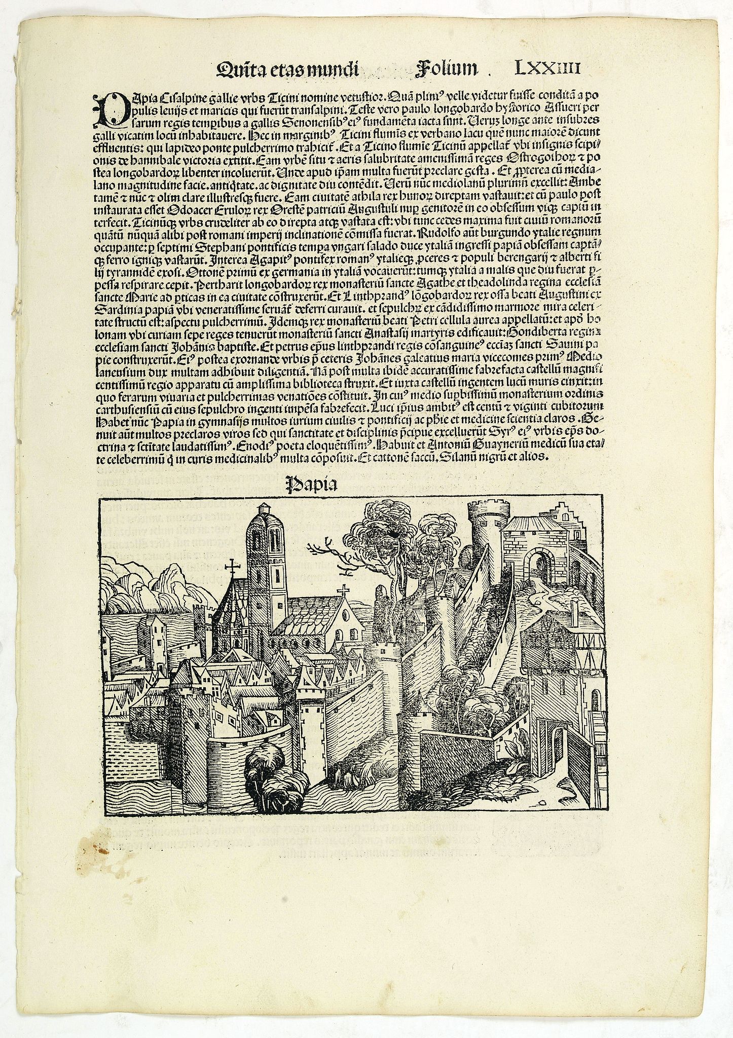 SCHEDEL, H., Quita Etas Mundi. Folium.LXXIIII, antique map, old maps