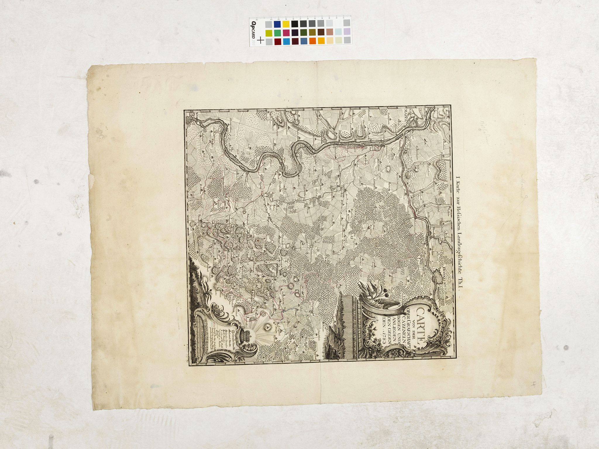COENTGEN, H., Carte von der ober grafschaft cazeneln bogen und anliegen. . ., antique map, old maps