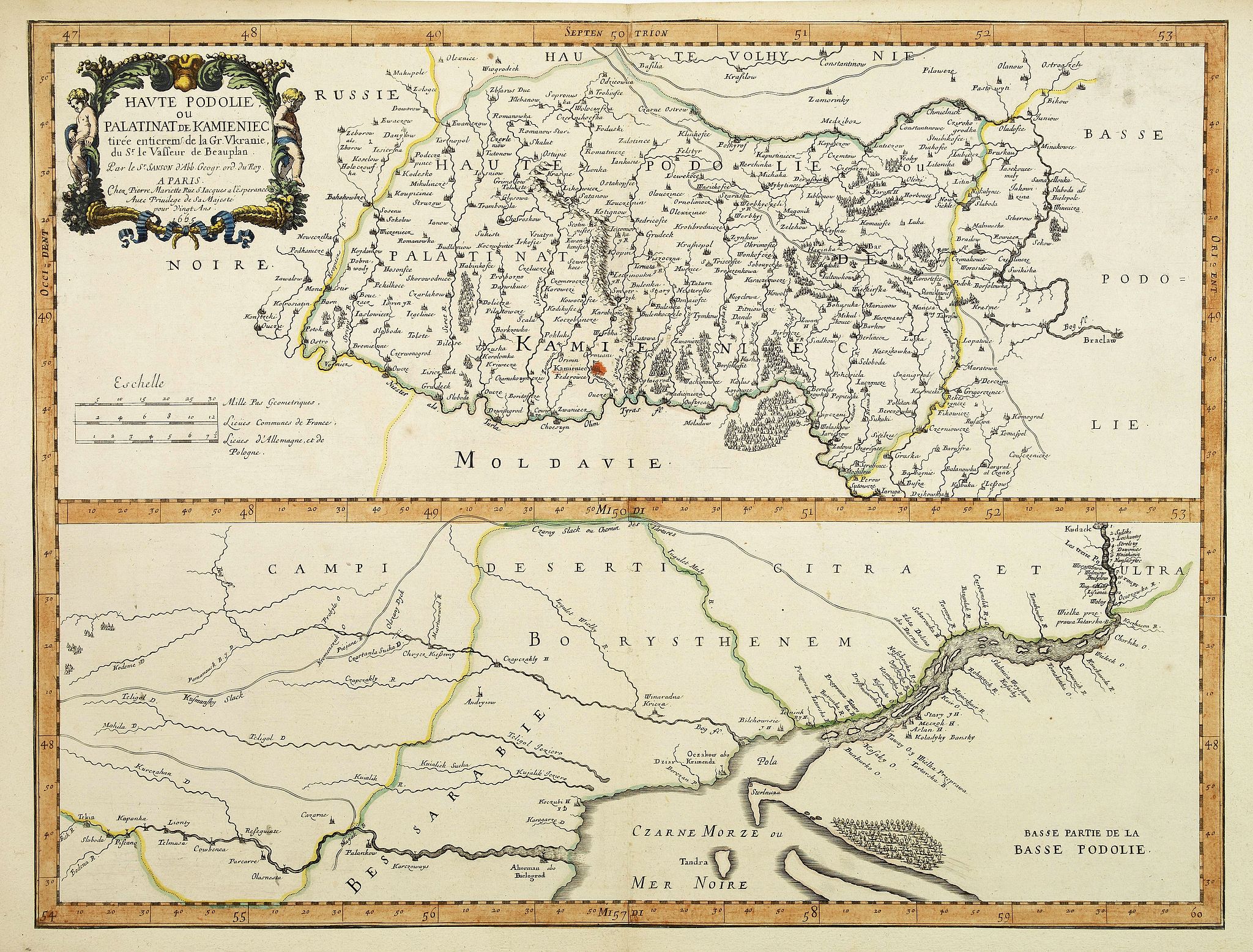 SANSON, N., Haute Podolie ou Palatinat de Kamieniec tirée entièrement de la Gr. Ukranie. . ., antique map, old maps
