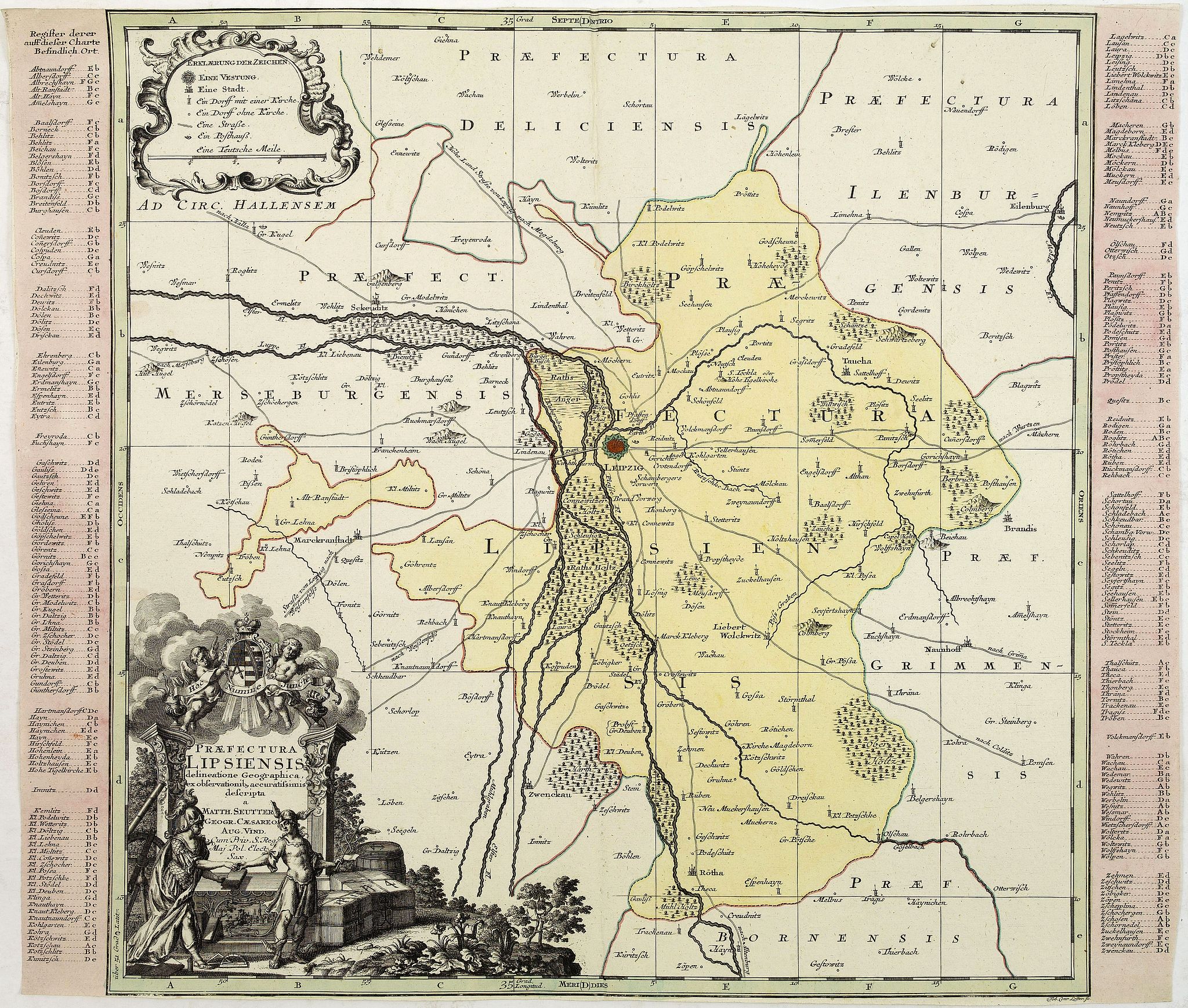 SEUTTER, M., Praefectura Lipsiencis. . ., antique map, old maps