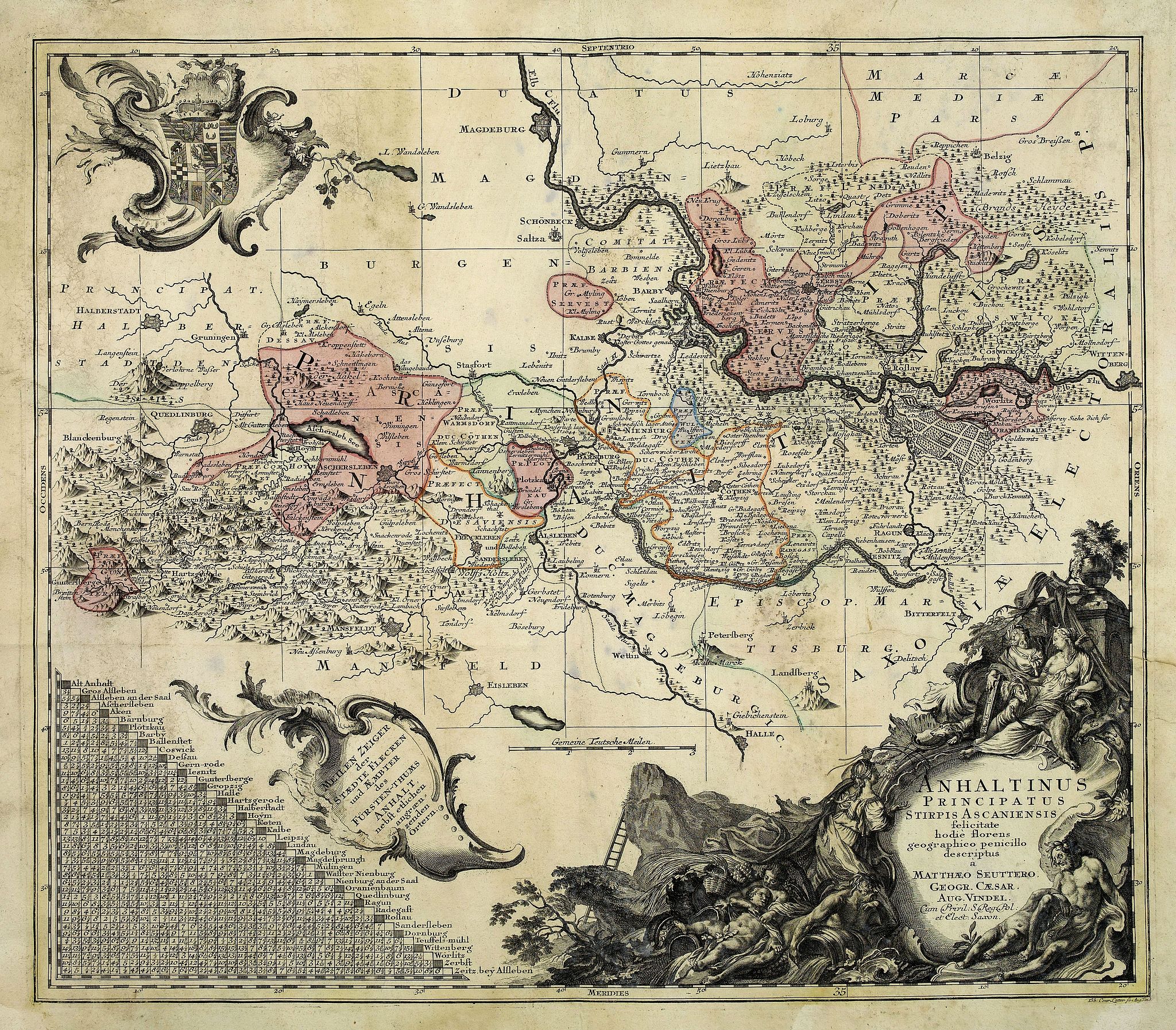 SEUTTER, M., Anhaltinus Principatus Stirpis Ascaniensis felicitate hodiè florens geographi. . ., antique map, old maps