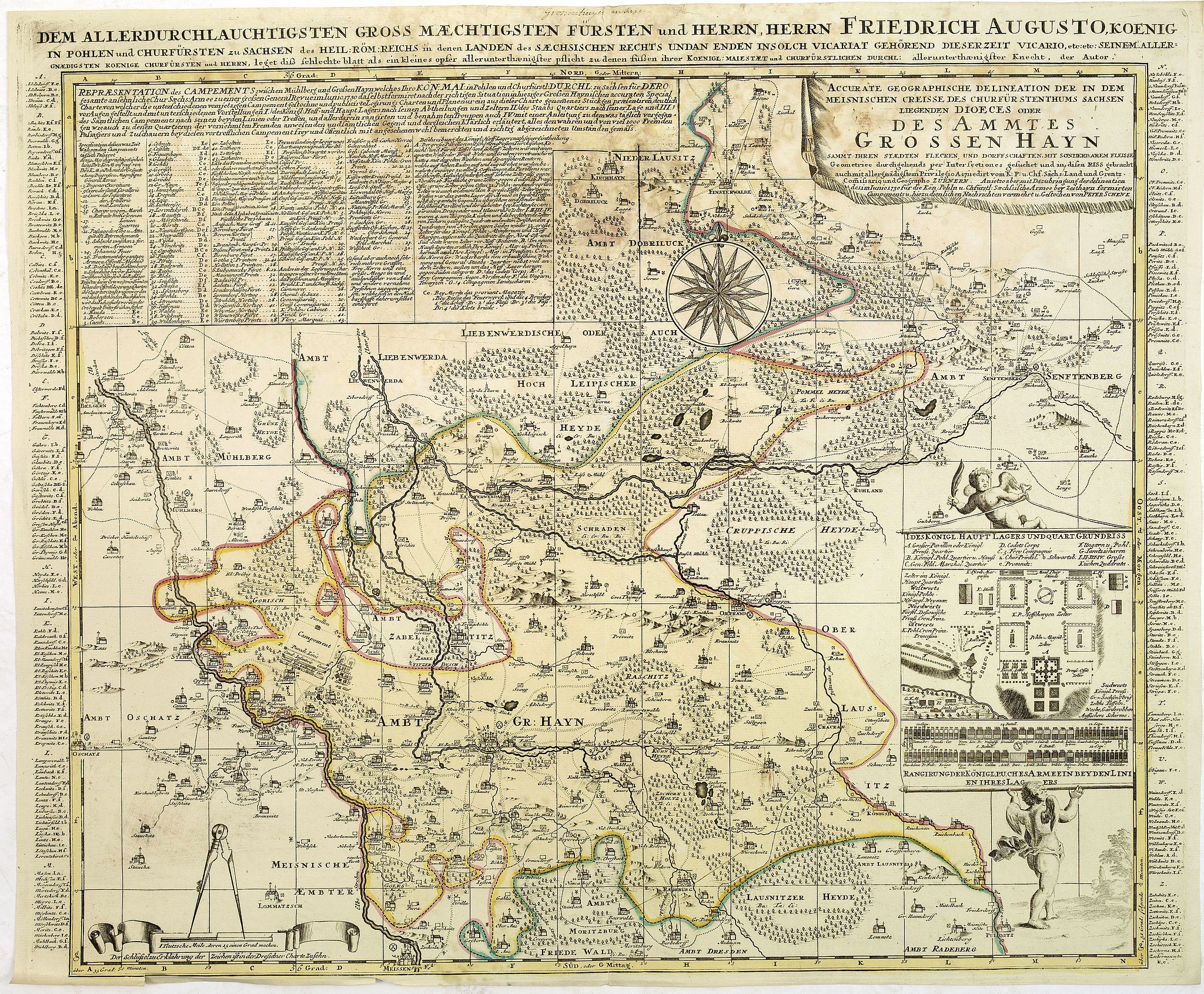 SCHENK, P., Accurate geographische delineation der in dem Meisnichen creisse des chufurstenthums sachsen liegenden dioeces oder des ammtes grossen hayn, antique map, old maps