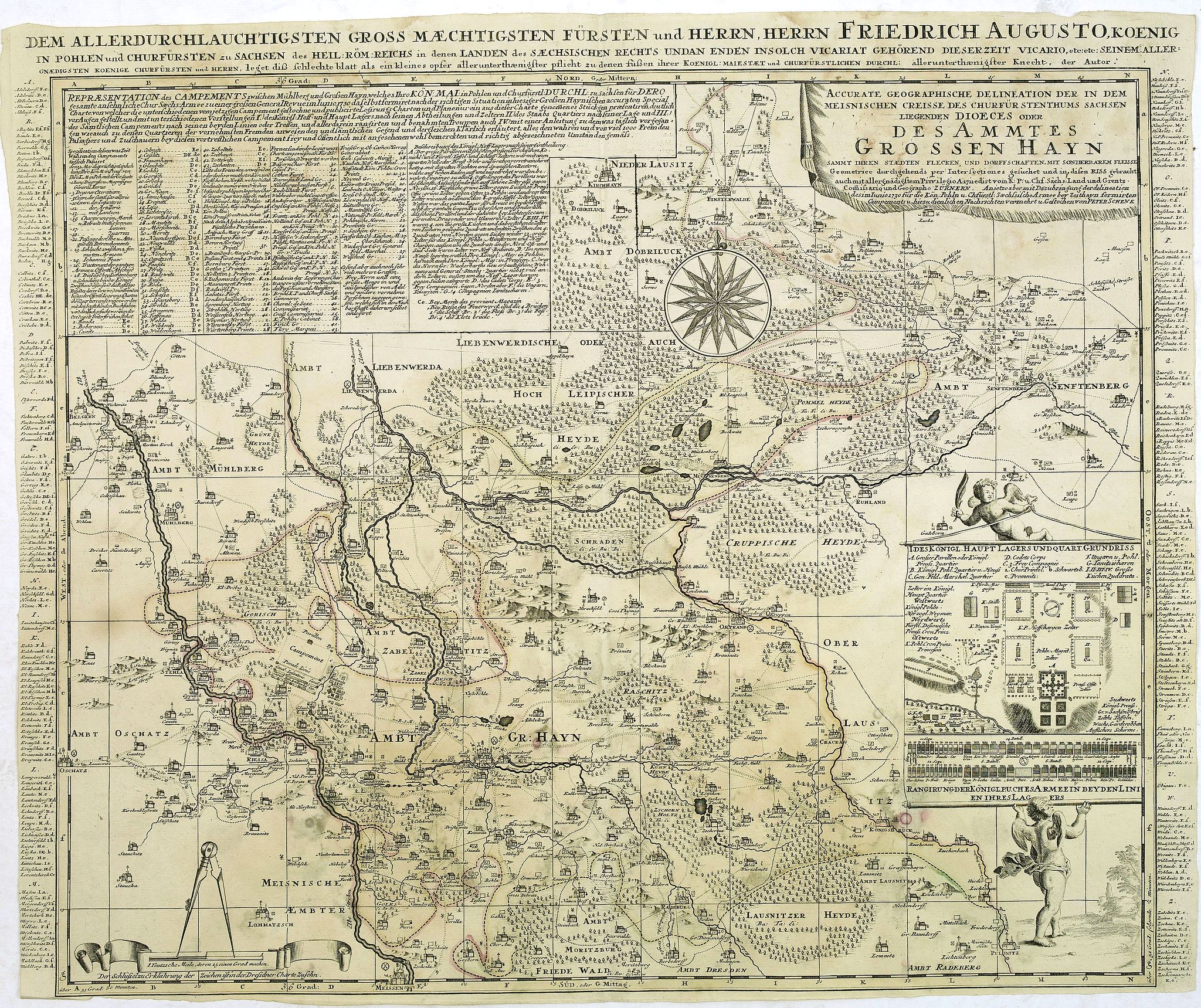 SCHENK, P., Accurate Geographische delineation. . . Des Ammtes grossen Hayn. . ., antique map, old maps