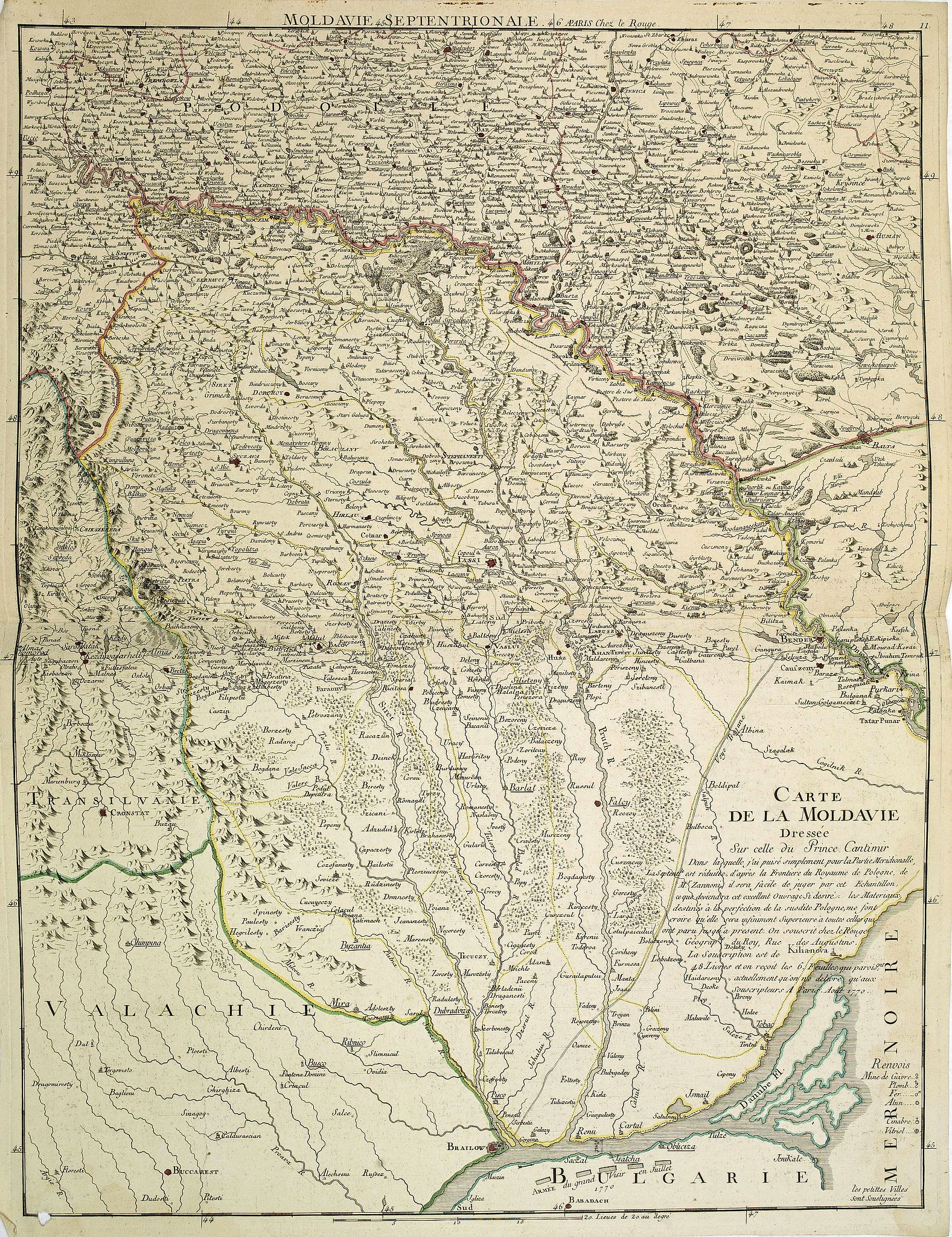 Le ROUGE, R., Carte de la Moldavie dressée sur celle du prince Cantimir. . ., antique map, old maps