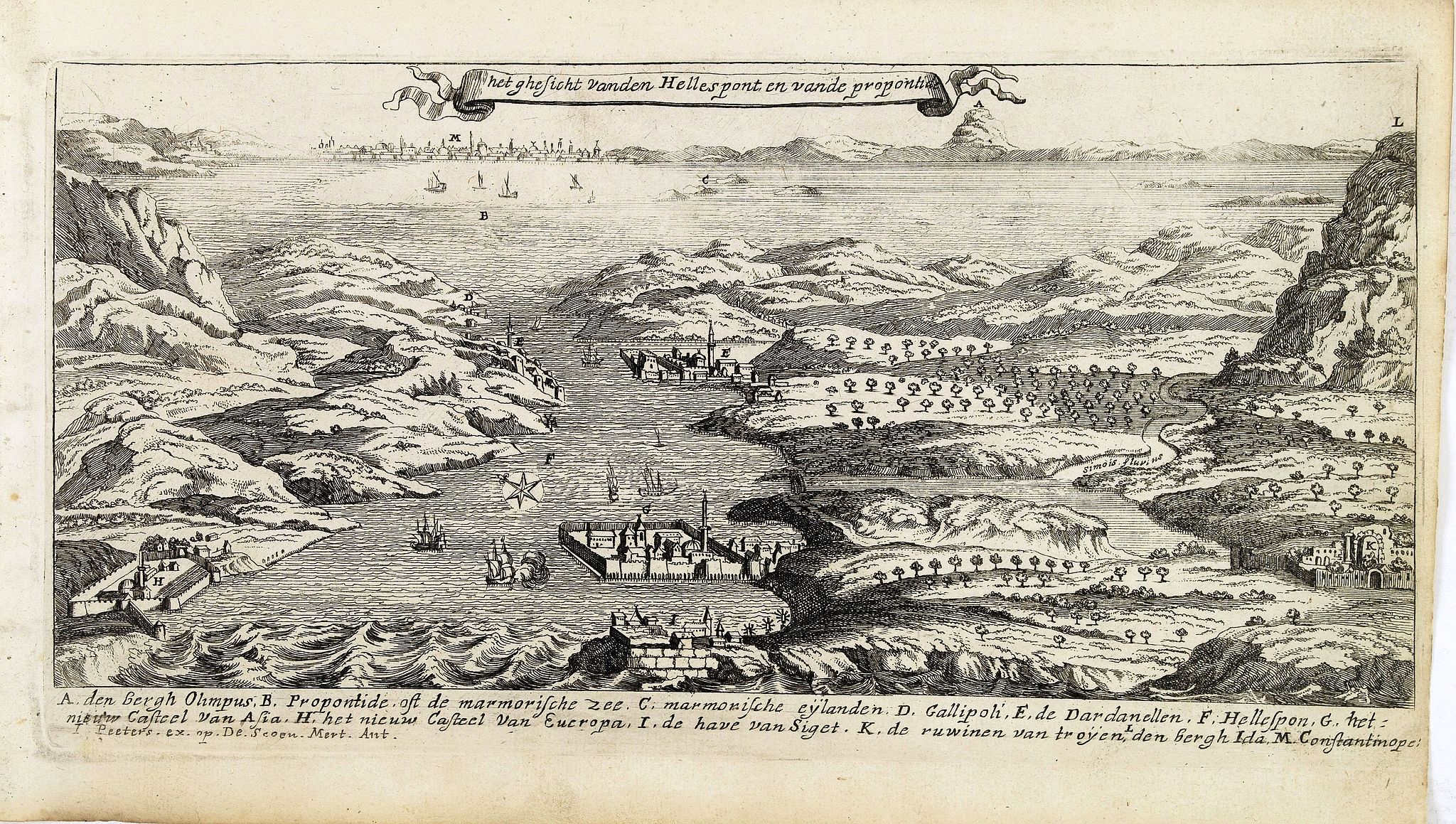 PEETERS, J. / BOUTTATS, G., Het Ghesicht vanden Hellespont en vande propontide., antique map, old maps