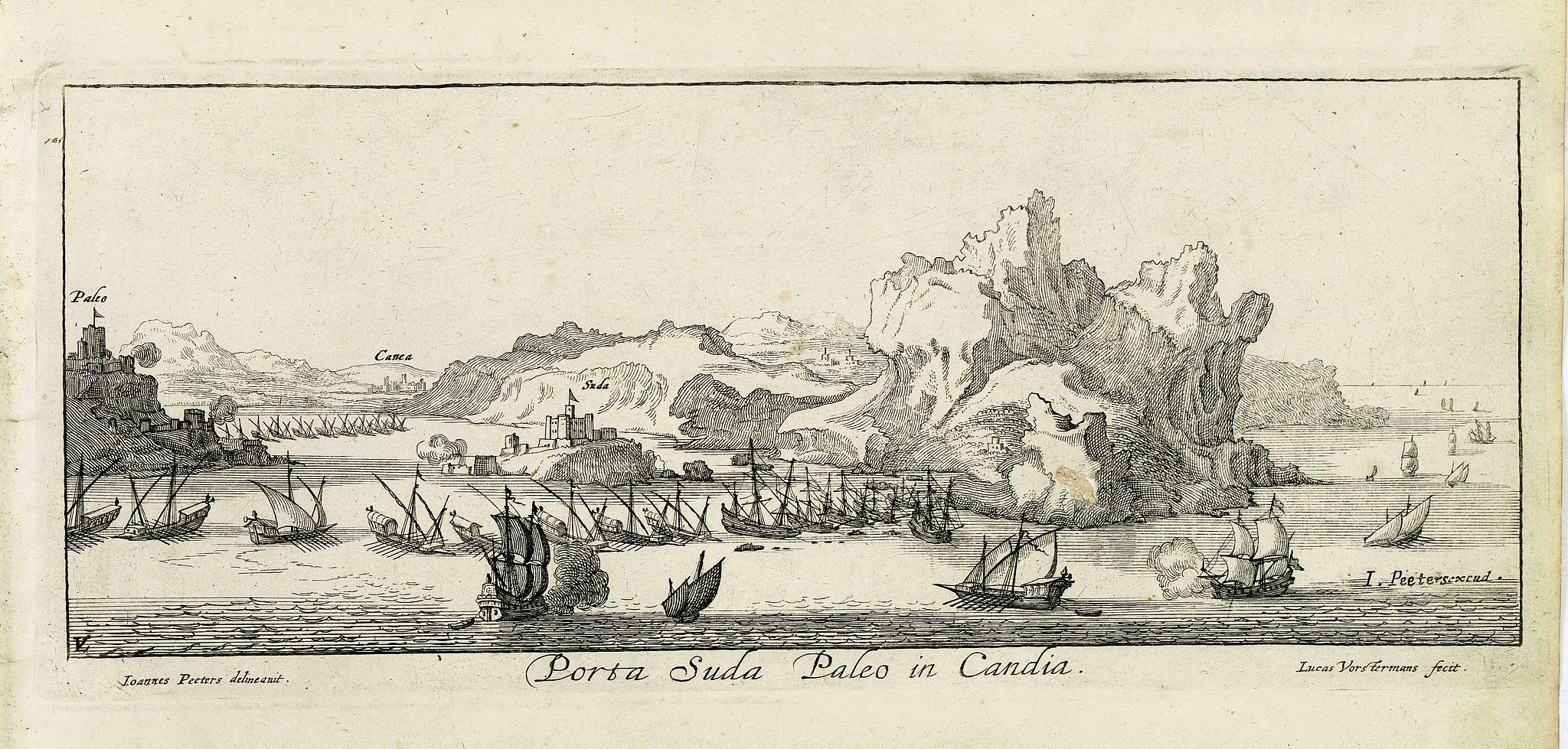 PEETERS, J. / VOSTERMANS II, L., Porta Suda Paleo in Candia. (Harbour of Souda), antique map, old maps