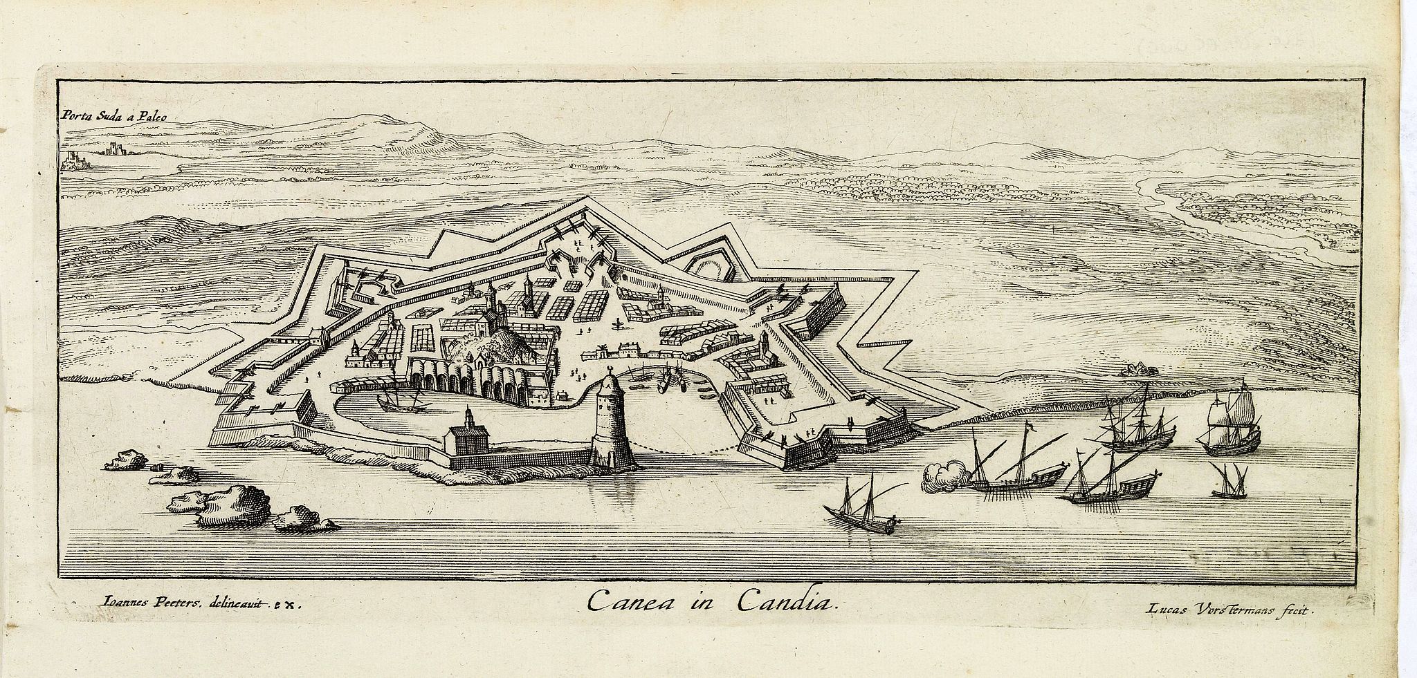 PEETERS, J. / VOSTERMANS II, L., Canea in Candia. (Chania), antique map, old maps