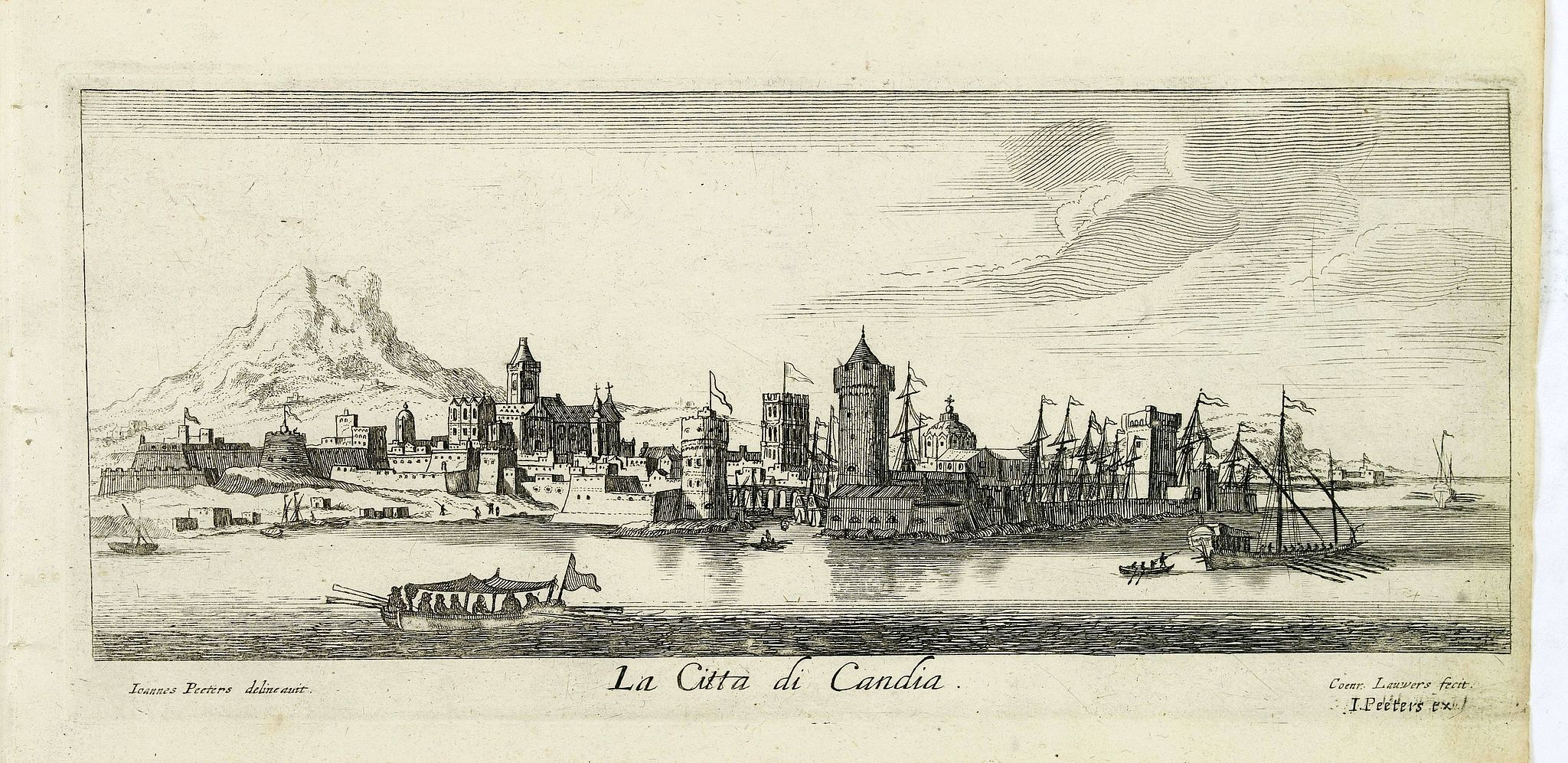PEETERS, J. / BOUTTATS, G., La citta di Candia. (Iraklio), antique map, old maps