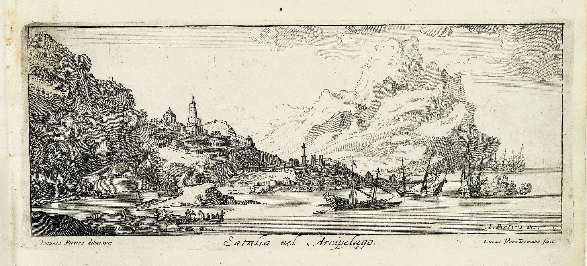 PEETERS, J. / VOSTERMANS II, L., Satalia nel arcipelago. (Antalya), antique map, old maps