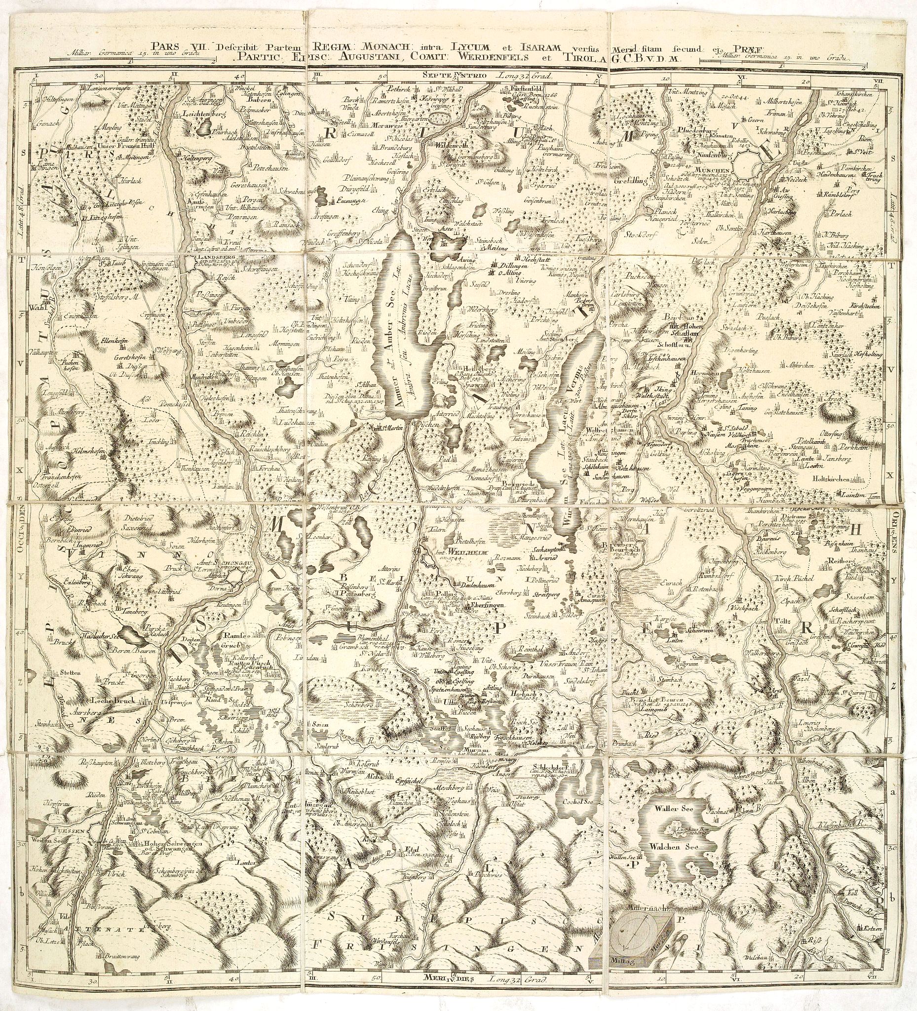 BROEWNER, H-L., Pars VII. Describit partem regim : Monach / Intra Lycum et Isaram. . ., antique map, old maps