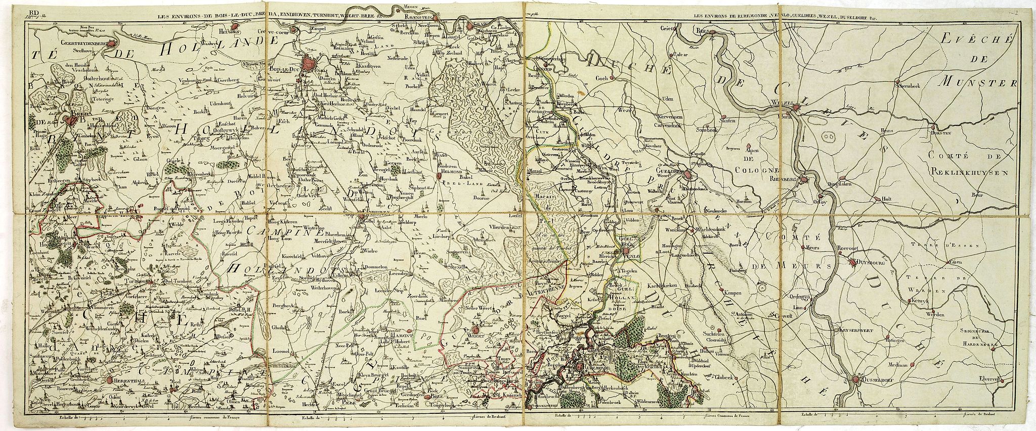 DE BOUGE, J-B., Les environs de Bois-le-duc, Breda, Eyndhoven. . .Les environs de Ruremonde, Venlo. . ., antique map, old maps