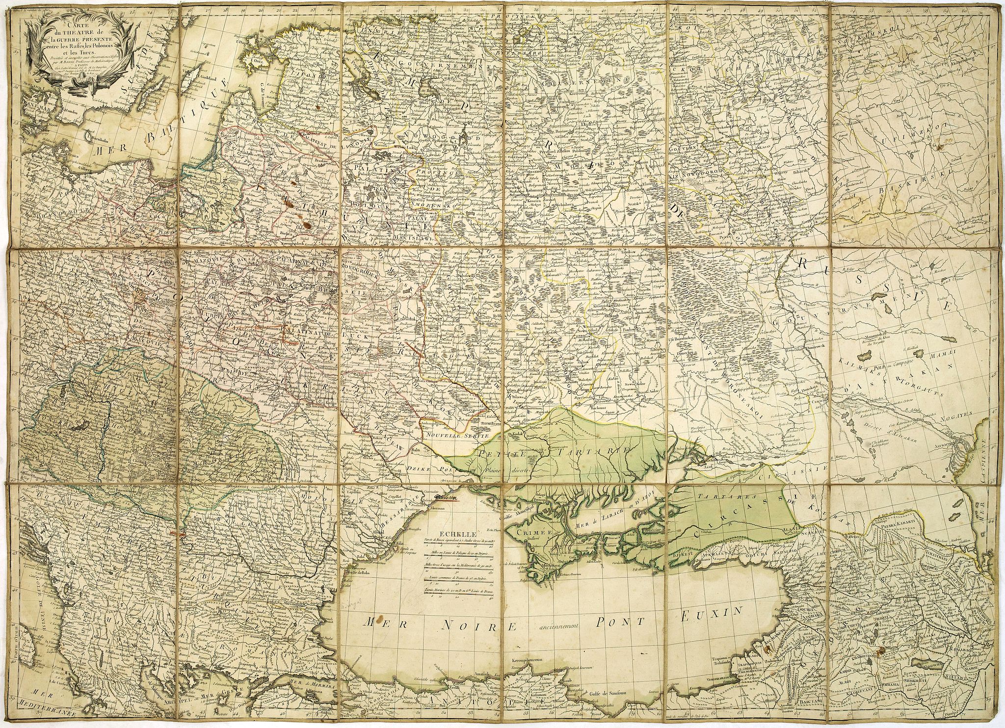 LATTRE, J., Carte du théatre de la guerre presente entre les Russes, les Polonois et les Turcs. . ., antique map, old maps