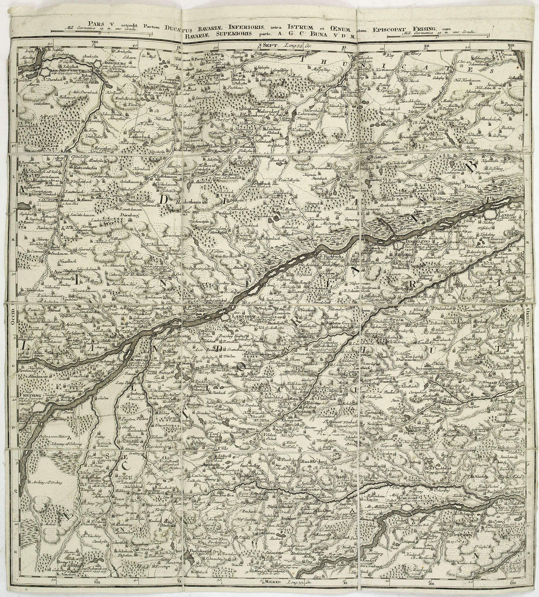 BUNA, W. C., Pars V. ostendit partem Ducatus Bavariae inferioris. . ., antique map, old maps