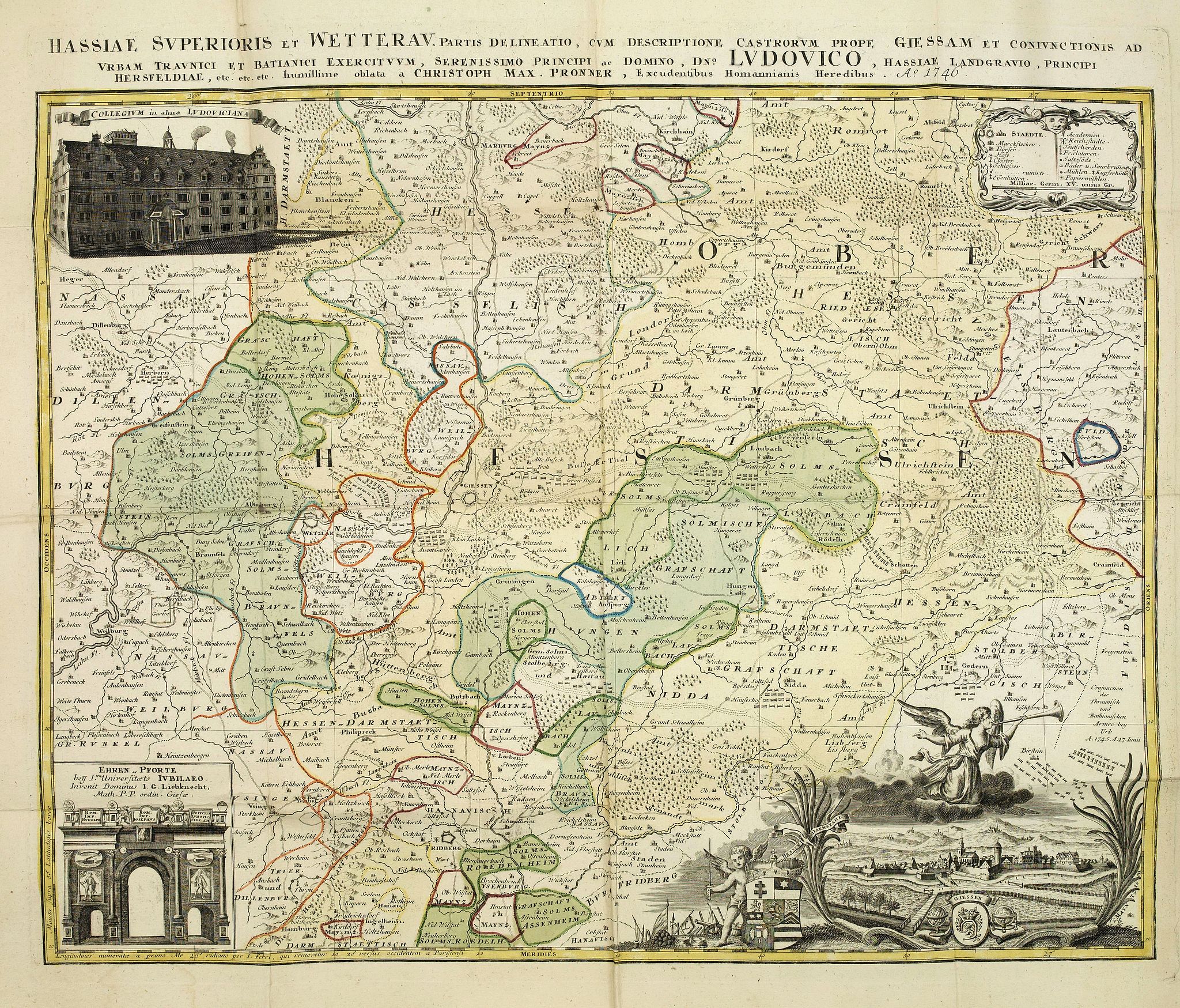 HOMANN, H., Hassiae superioris et Wetterav, partis delineatio. . ., antique map, old maps