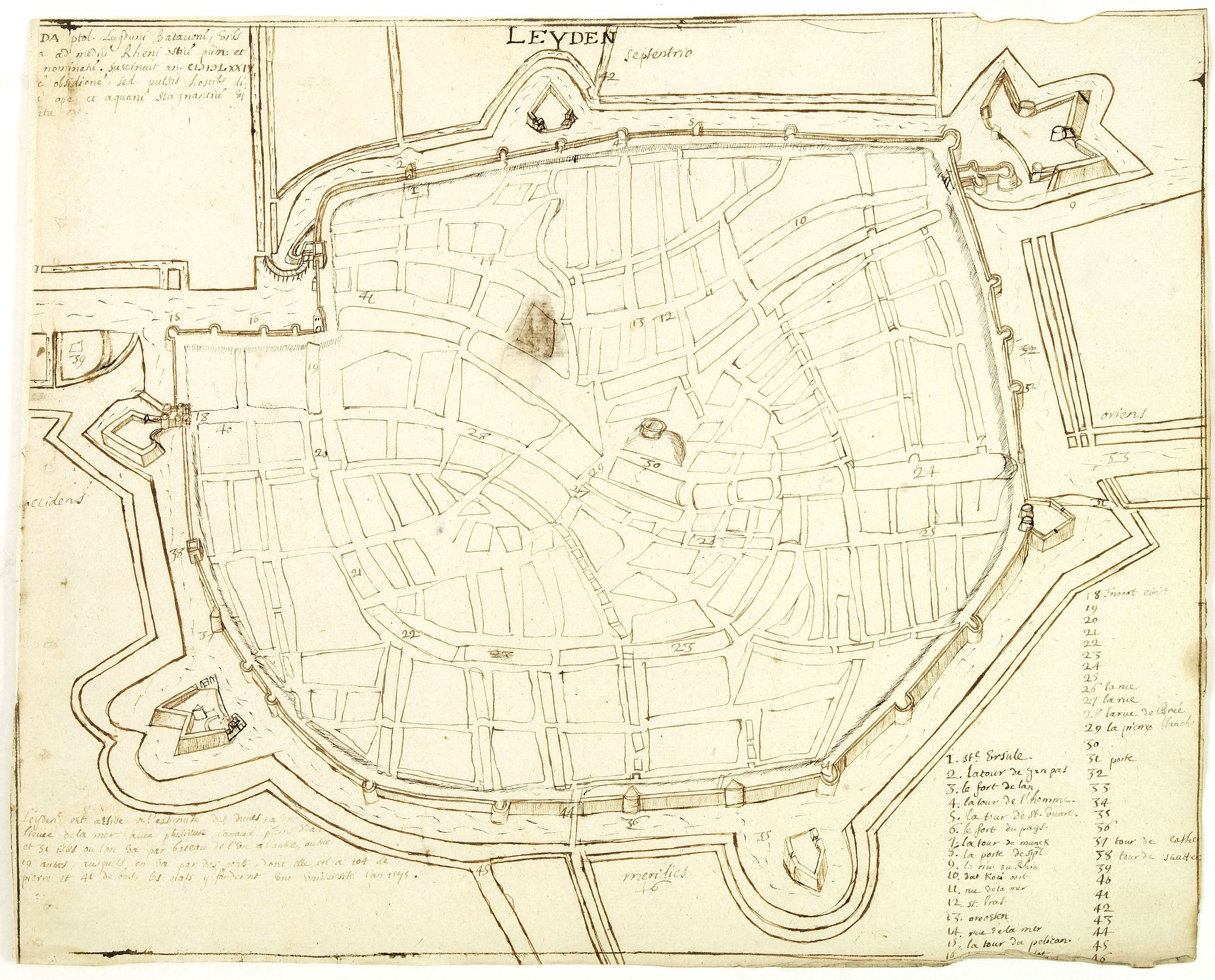 ANONYMOUS MANUSCRIPT, Leyden., antique map, old maps