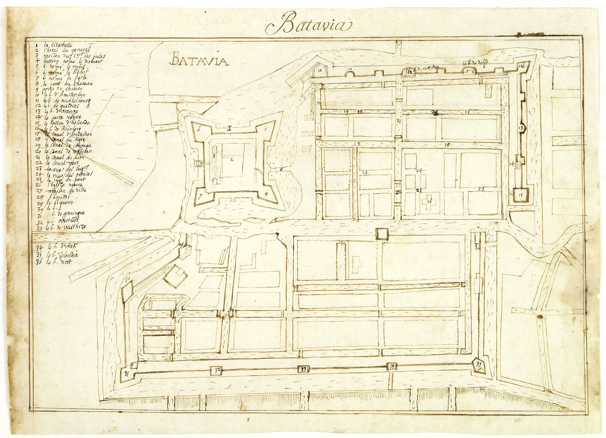 ANONYMOUS MANUSCRIPT, Batavia., antique map, old maps