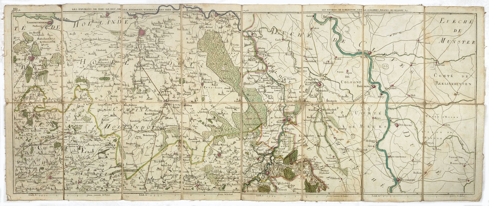 De BOUGE, J-B., Les environs de Bois le Duc, Breda. . .Les environs de Ruremonde. . ., antique map, old maps