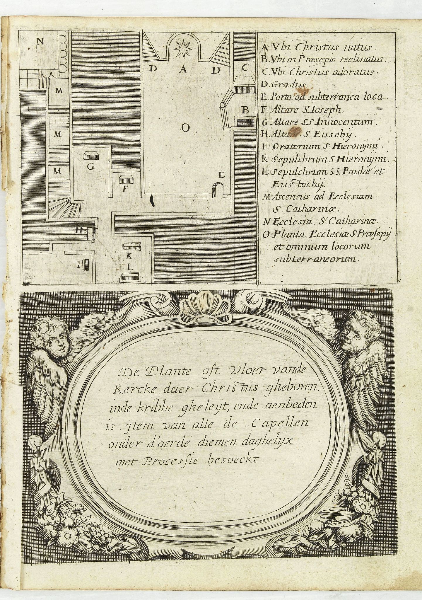 GONSALES, A, De plante ost Vloer vande Kercke daer Chritus. . ., antique map, old maps