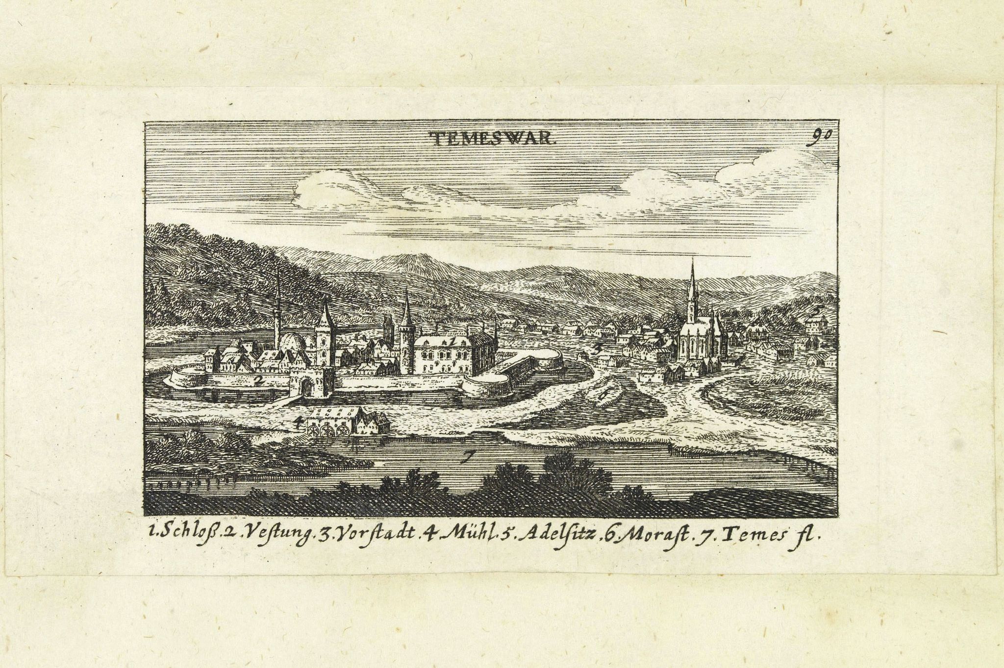 VON BIRKEN, S., Temeswar. (Timisoara), antique map, old maps
