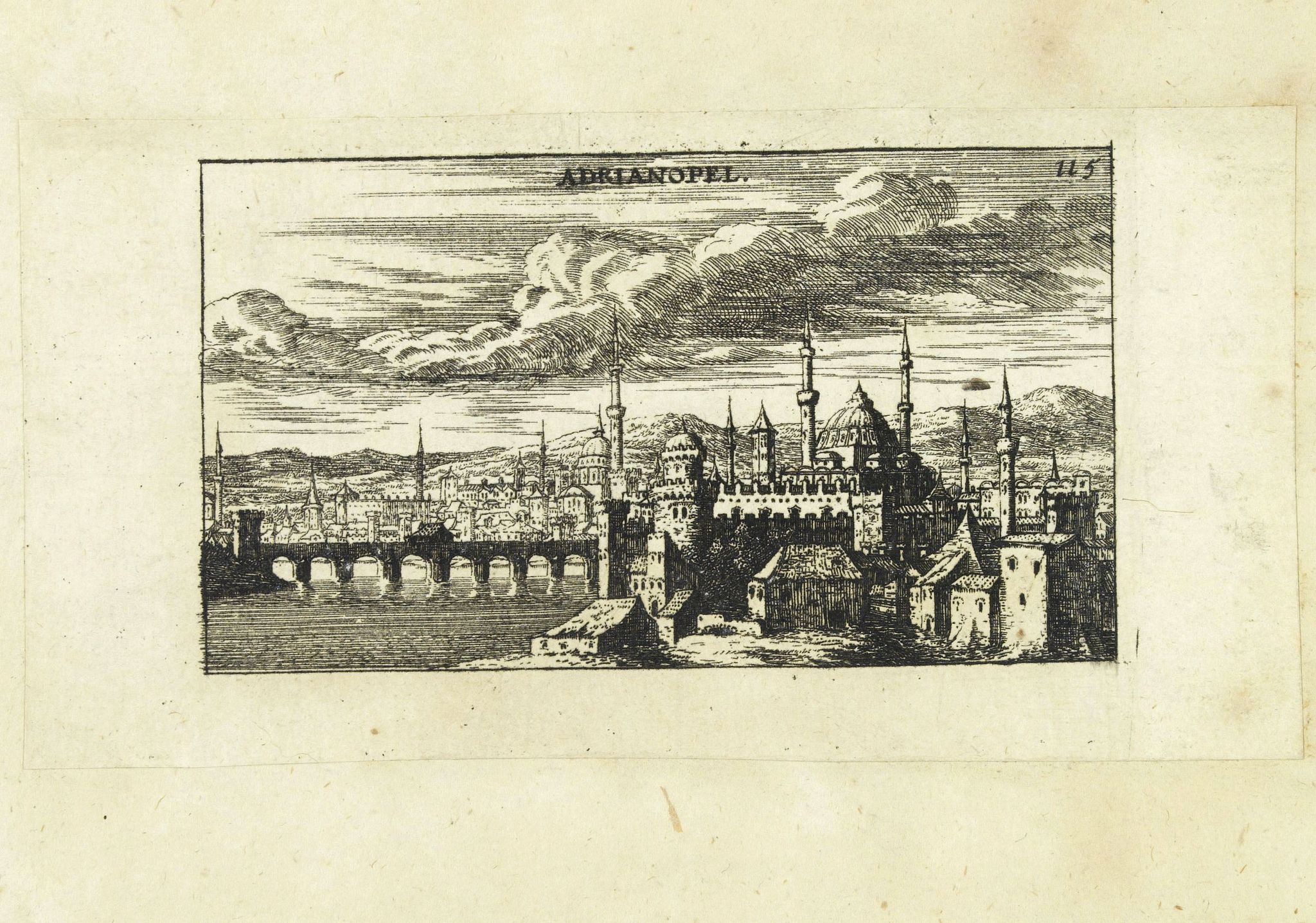 VON BIRKEN, S., Adrianopel. (Edirne), antique map, old maps