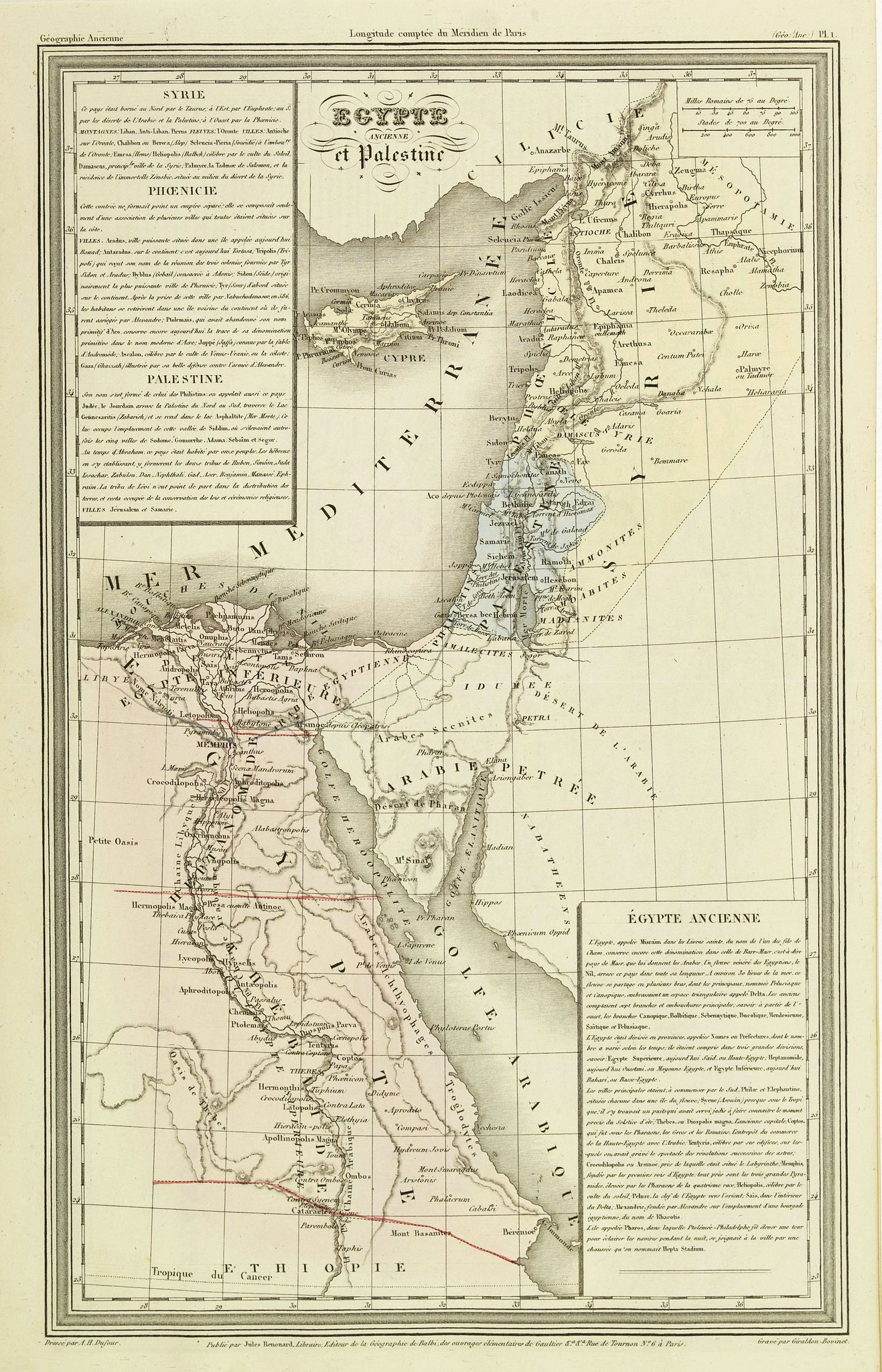 DUFOUR, A.H., Egypte ancienne et Palestine., antique map, old maps
