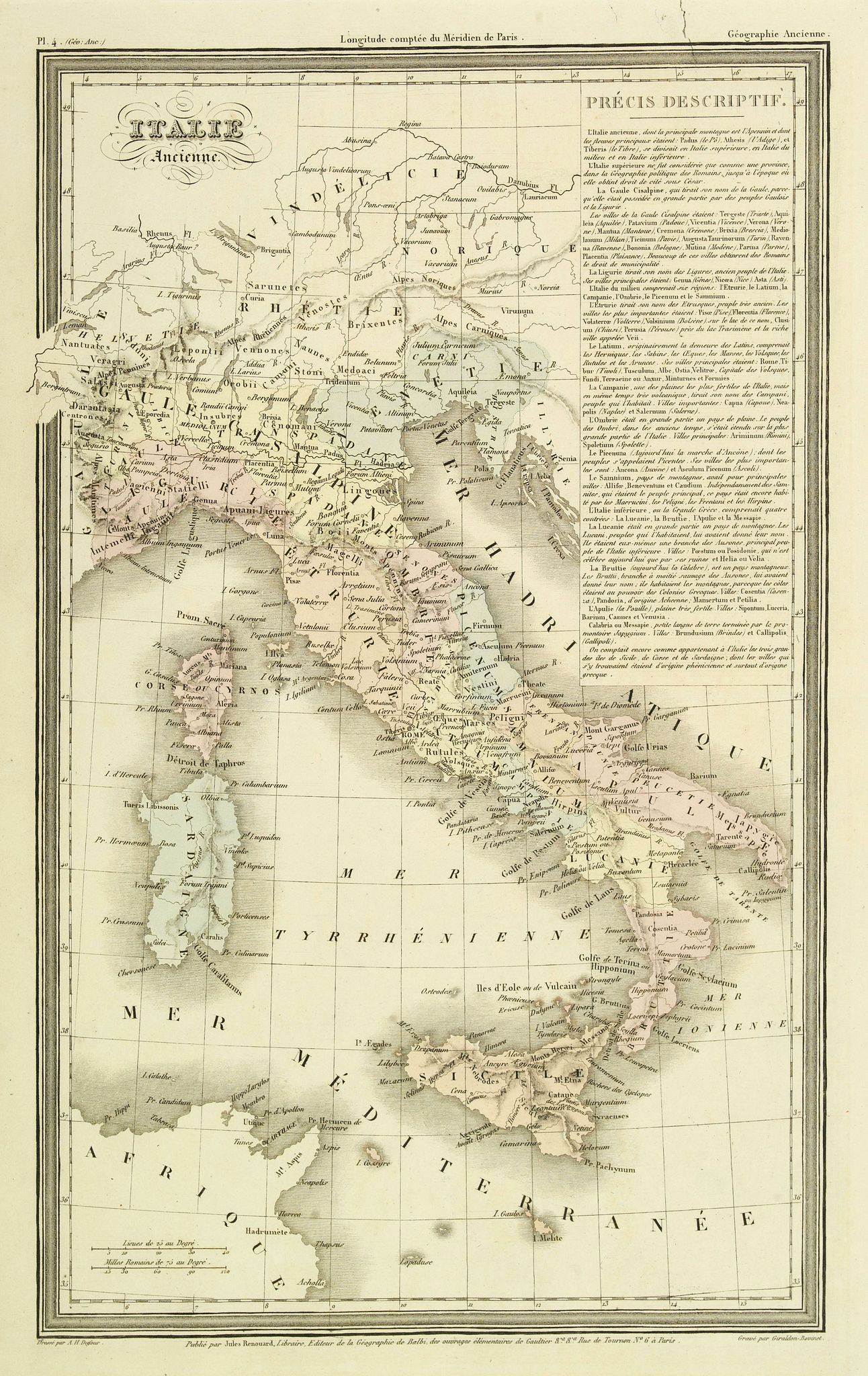 DUFOUR, A.H., Italie ancienne., antique map, old maps