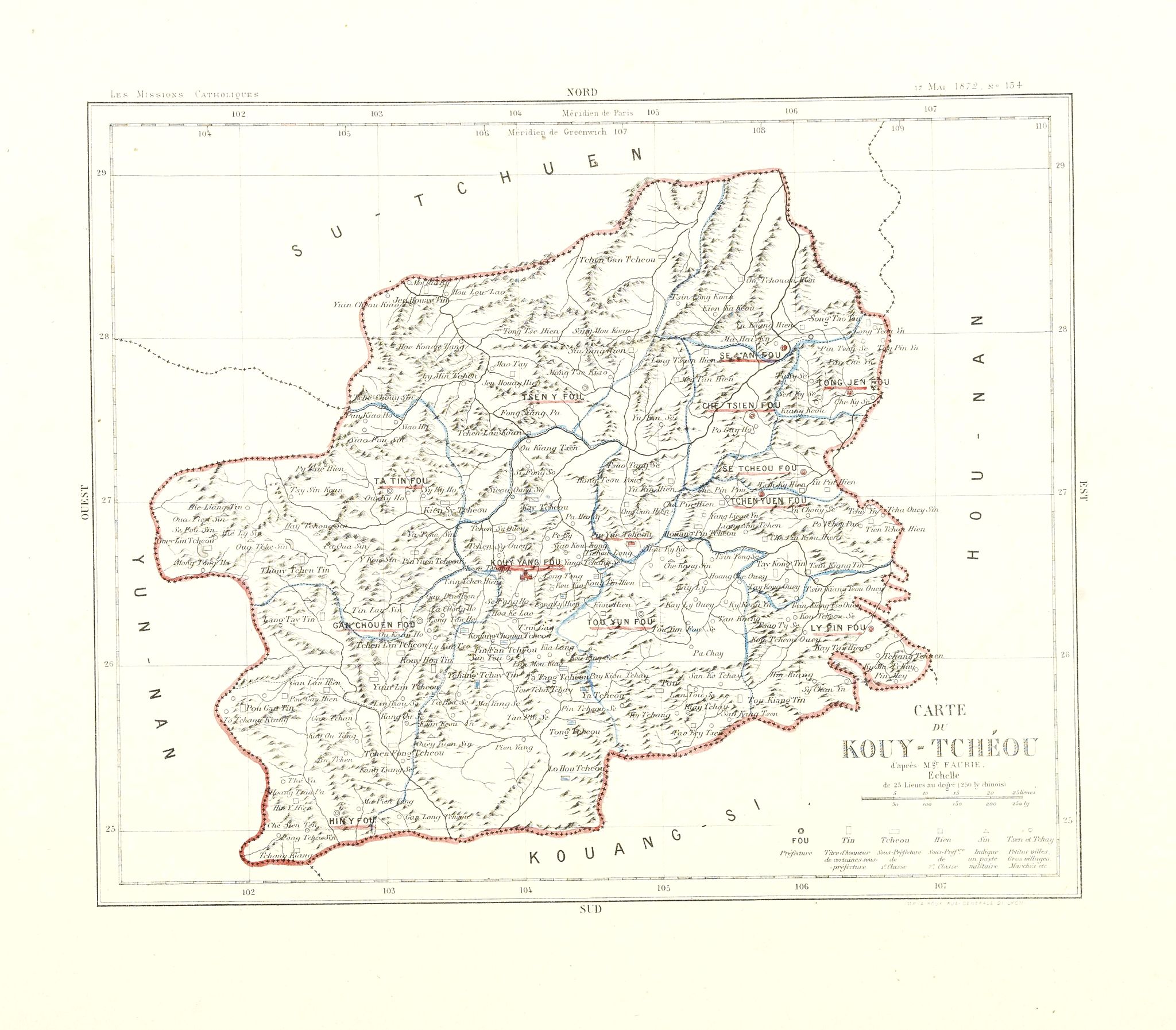 FAURIE, Mgr., Carte du Kouy-Tchéou., antique map, old maps