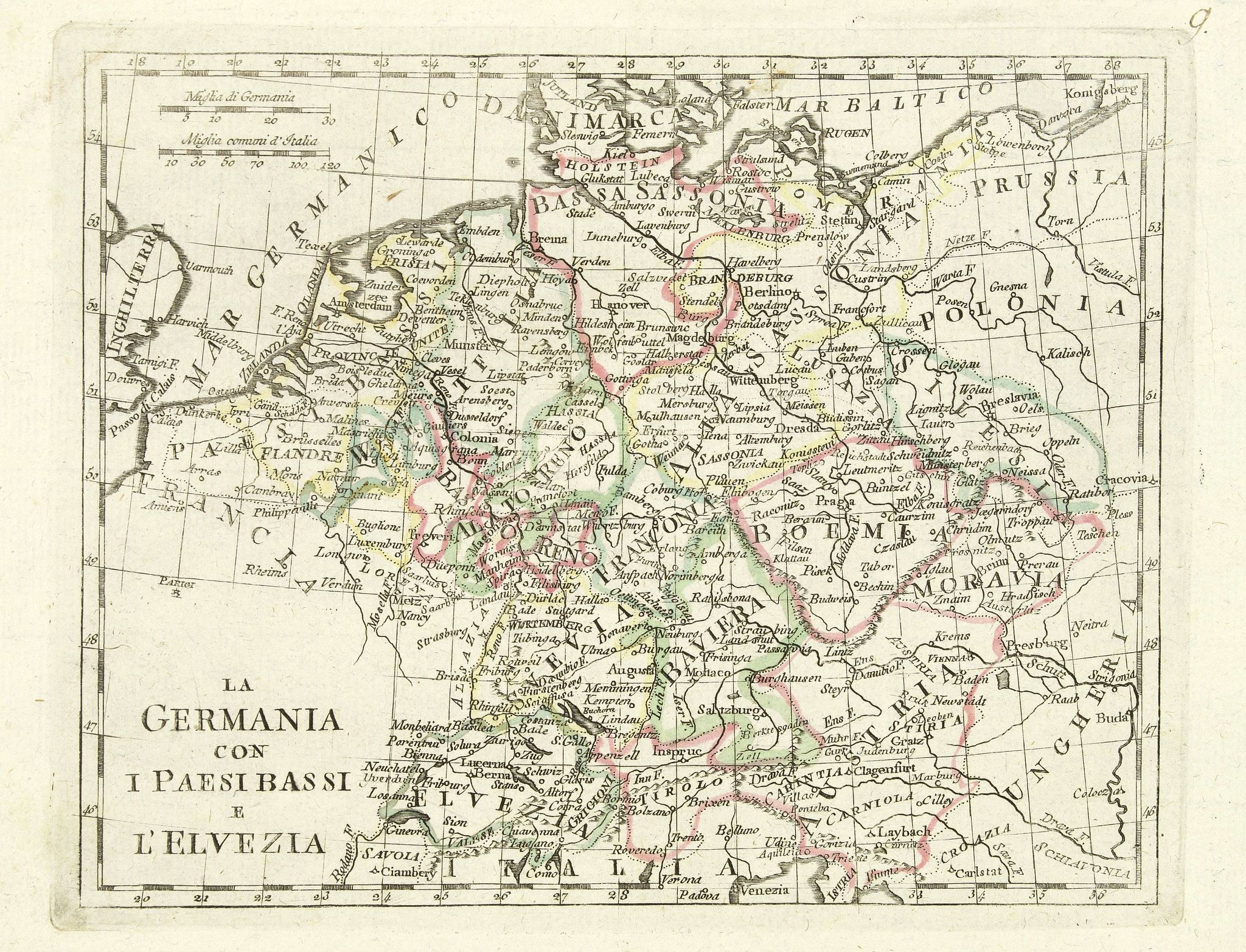 OLIVIERI, La germania con i paesi bassi e l'elvezia., antique map, old maps
