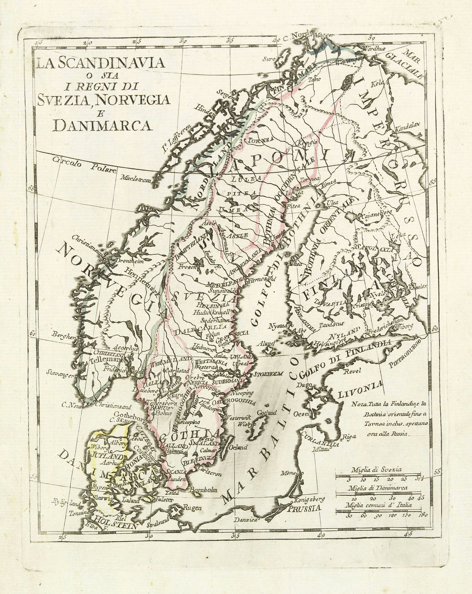 OLIVIERI, La scandinavia o sia i regni di suezia, norvegia e danimarca., antique map, old maps