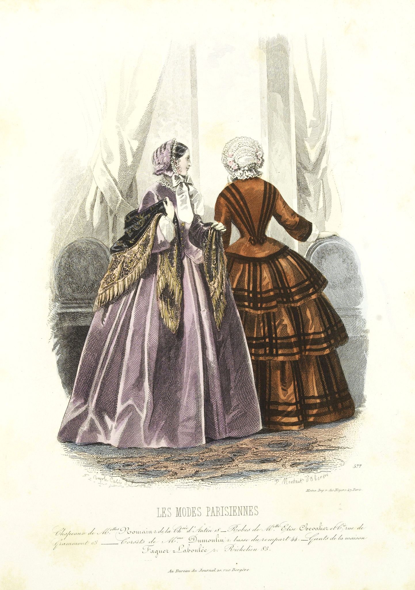 LES MODES PARISIENNES., Paris fashion plate 577., antique map, old maps
