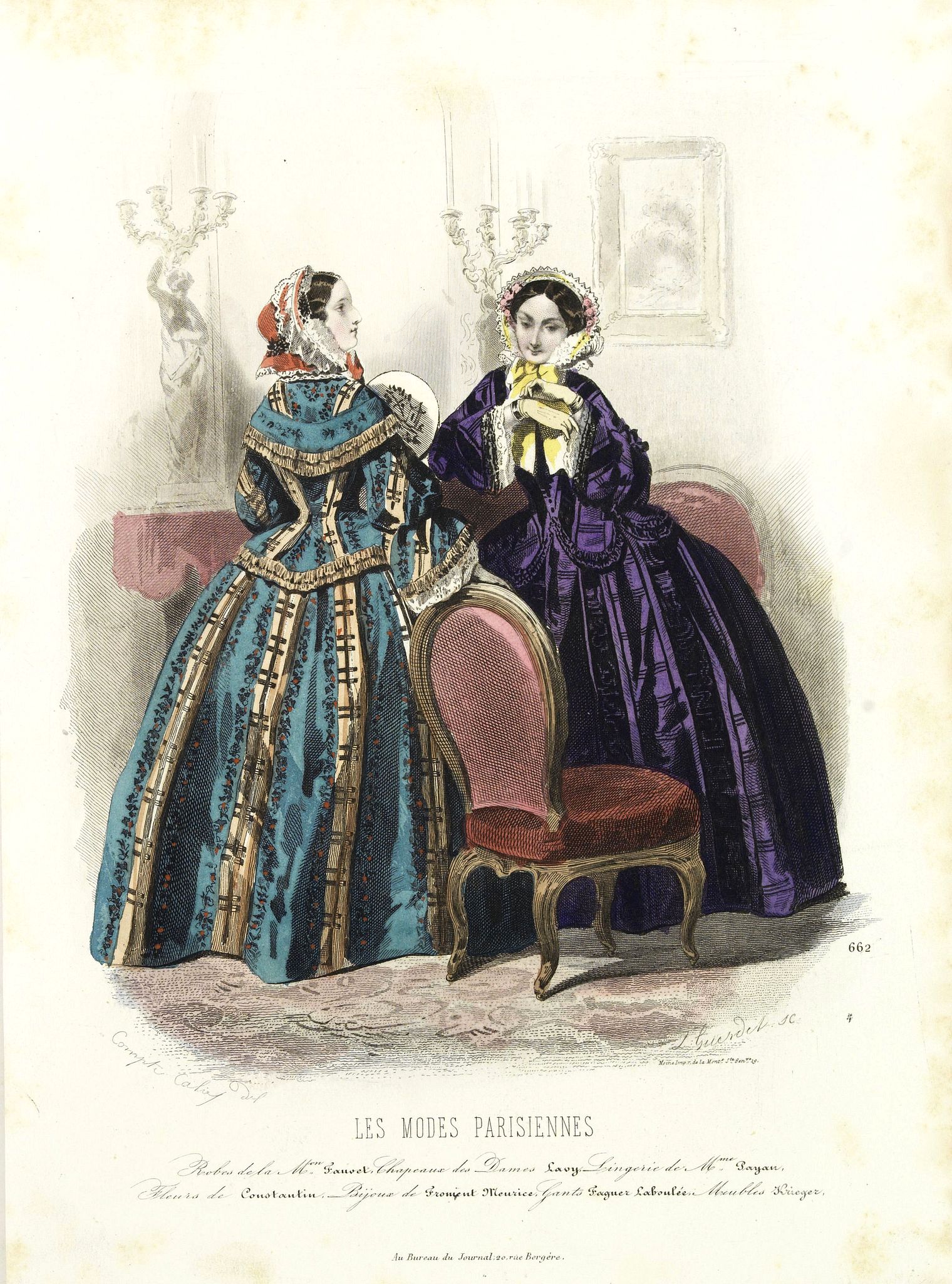 LES MODES PARISIENNES, Paris fashion plate. (662), antique map, old maps