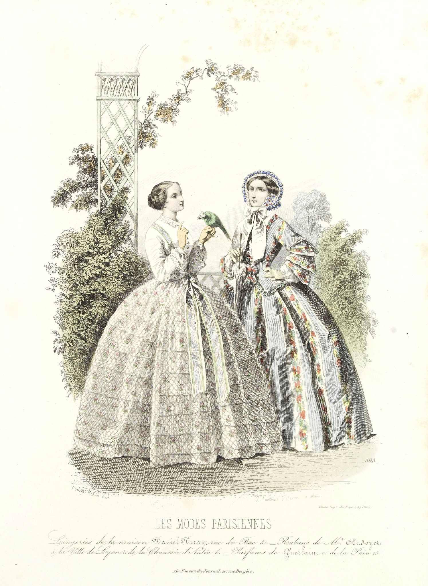 LES MODES PARISIENNES, Paris fashion plate. (593), antique map, old maps