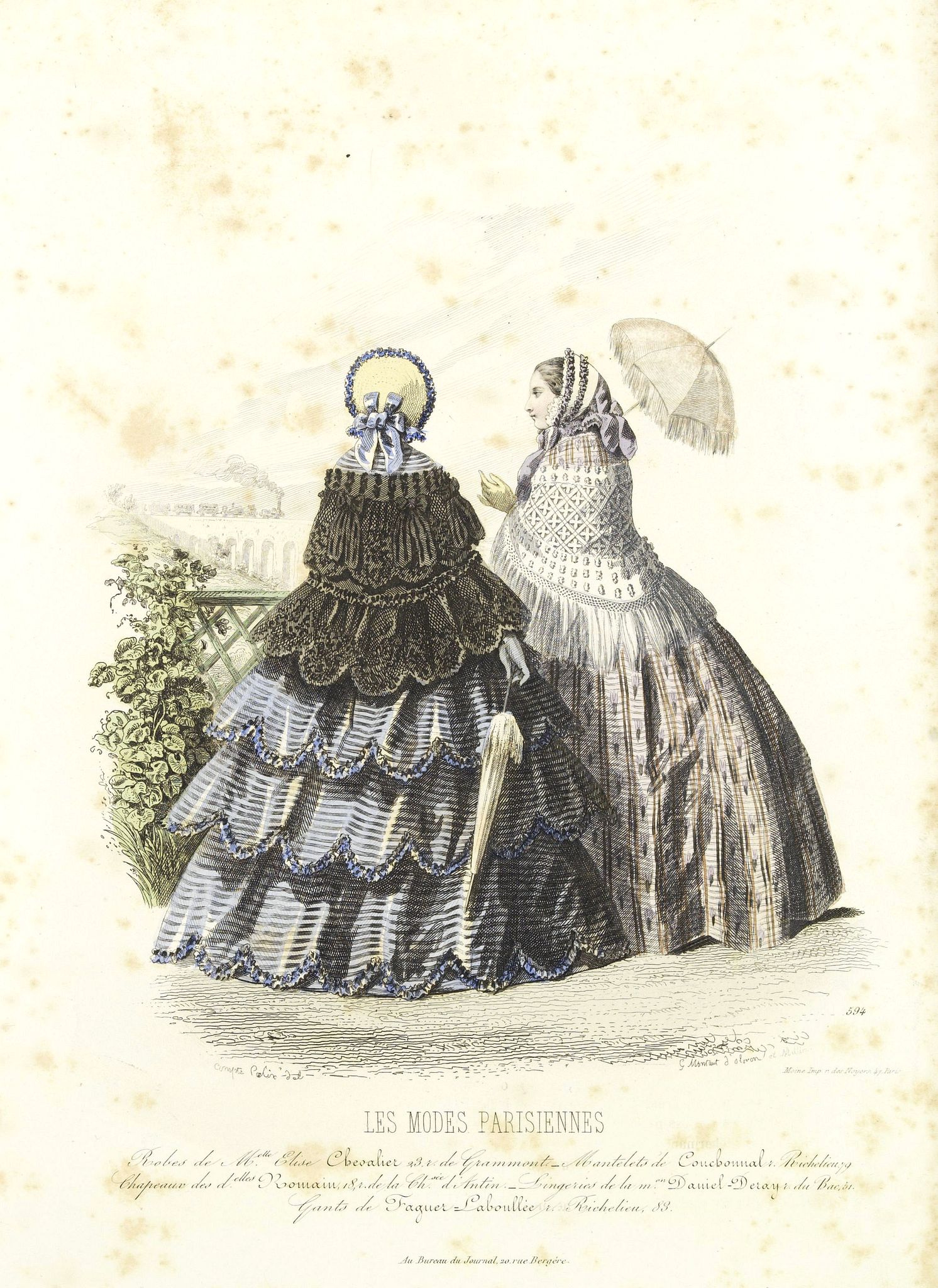 LES MODES PARISIENNES, Paris fashion plate. (594), antique map, old maps