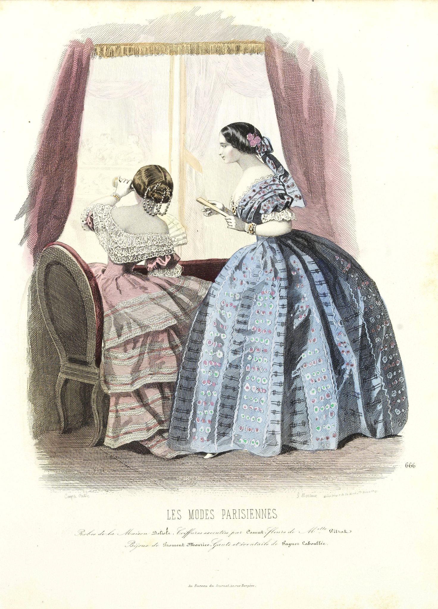 LES MODES PARISIENNES, Paris fashion plate. (666), antique map, old maps