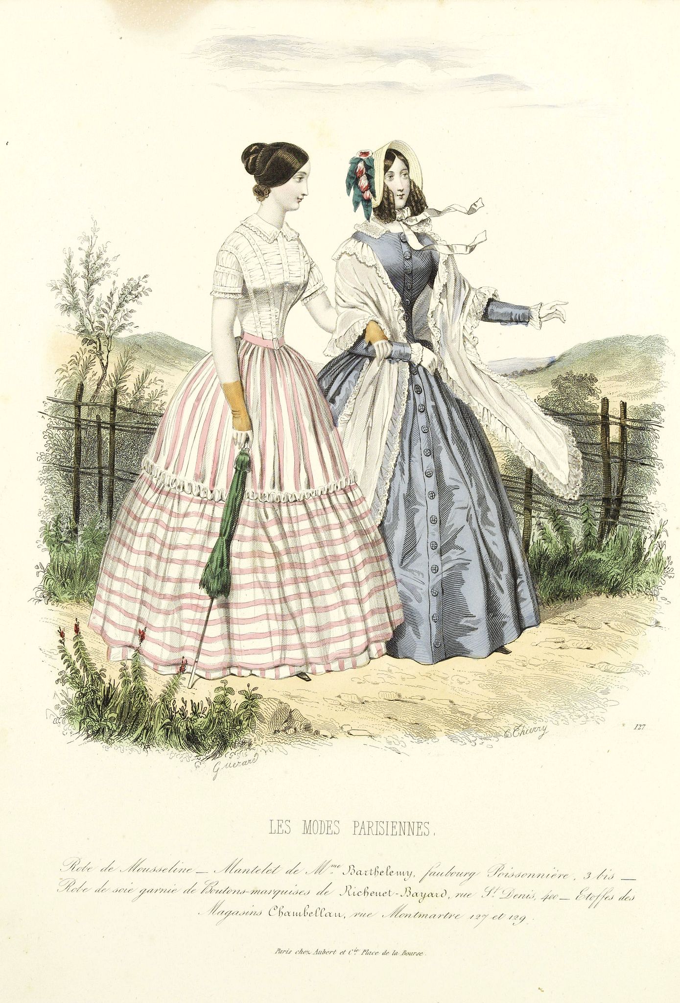 LES MODES PARISIENNES, Paris fashion plate. (127), antique map, old maps