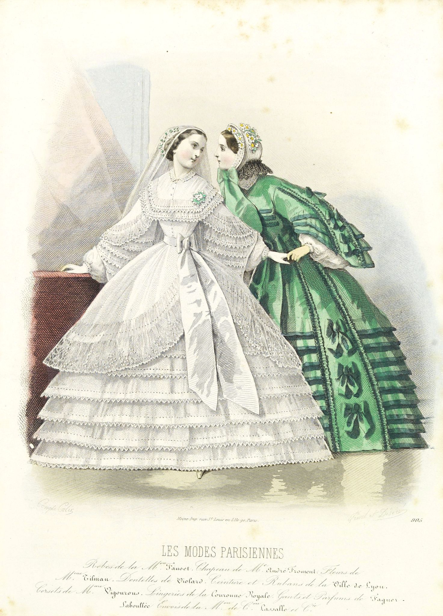 LES MODES PARISIENNES, Paris fashion plate. (905), antique map, old maps