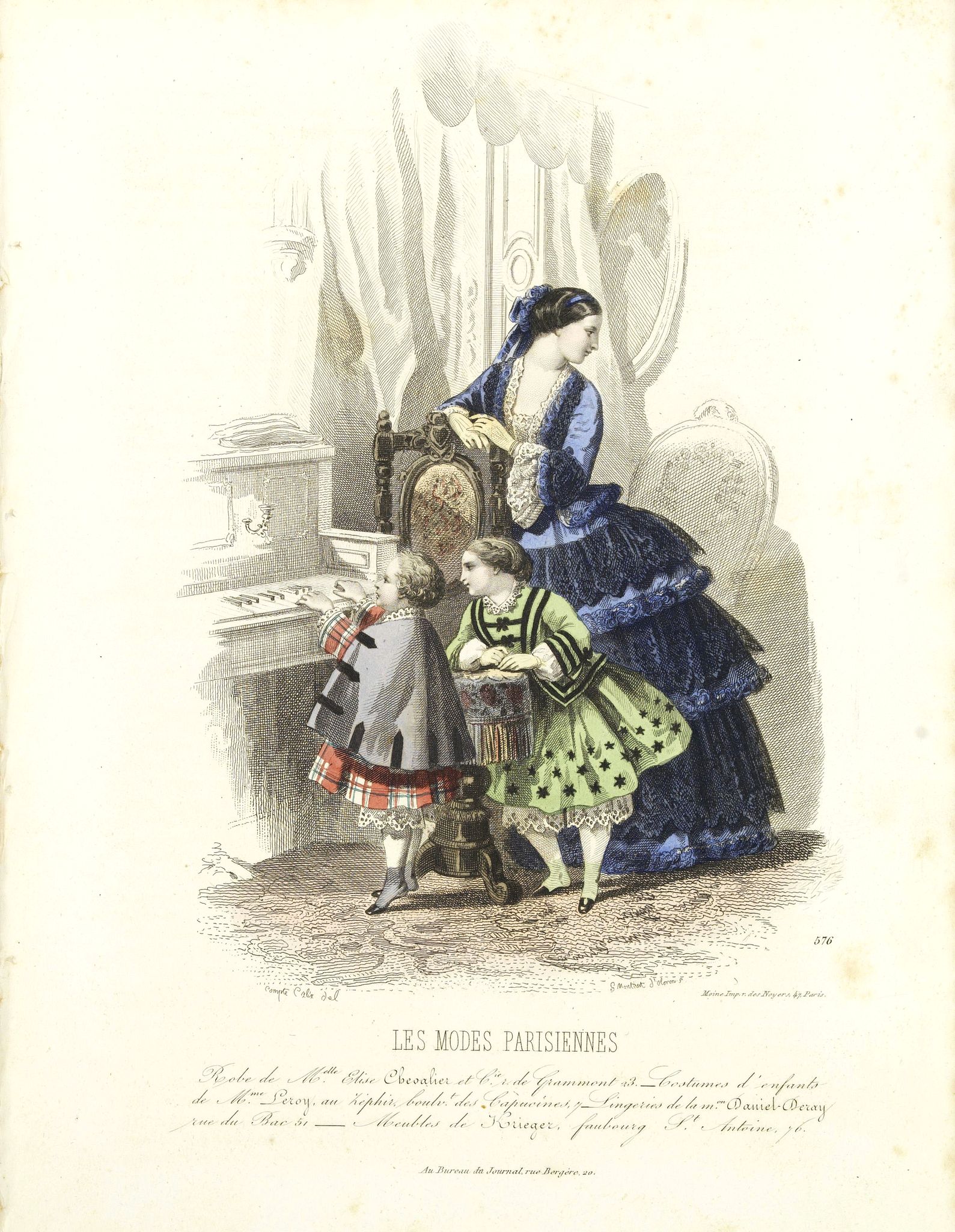 LES MODES PARISIENNES, Paris fashion plate. (576), antique map, old maps