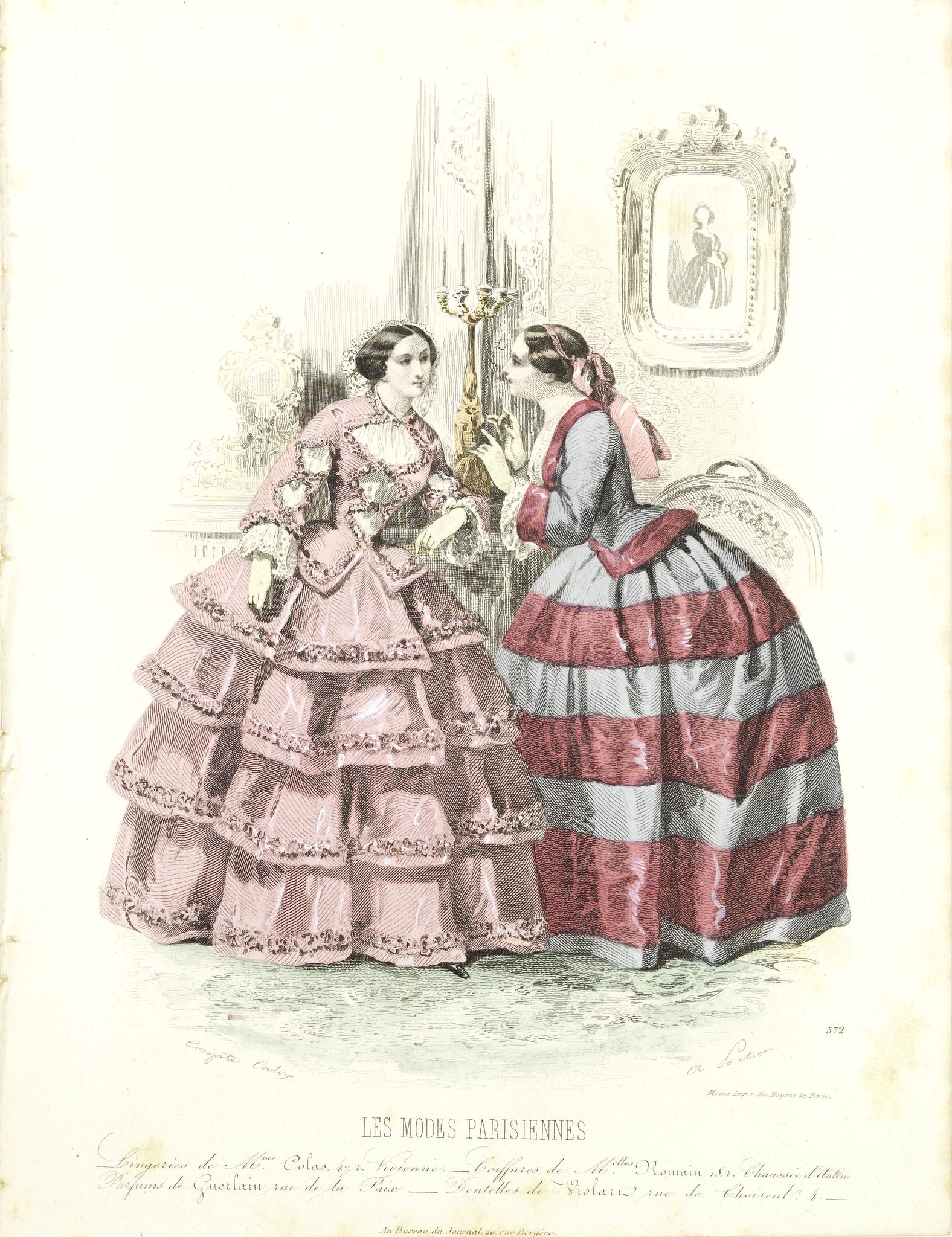 LES MODES PARISIENNES, Paris fashion plate. (572), antique map, old maps