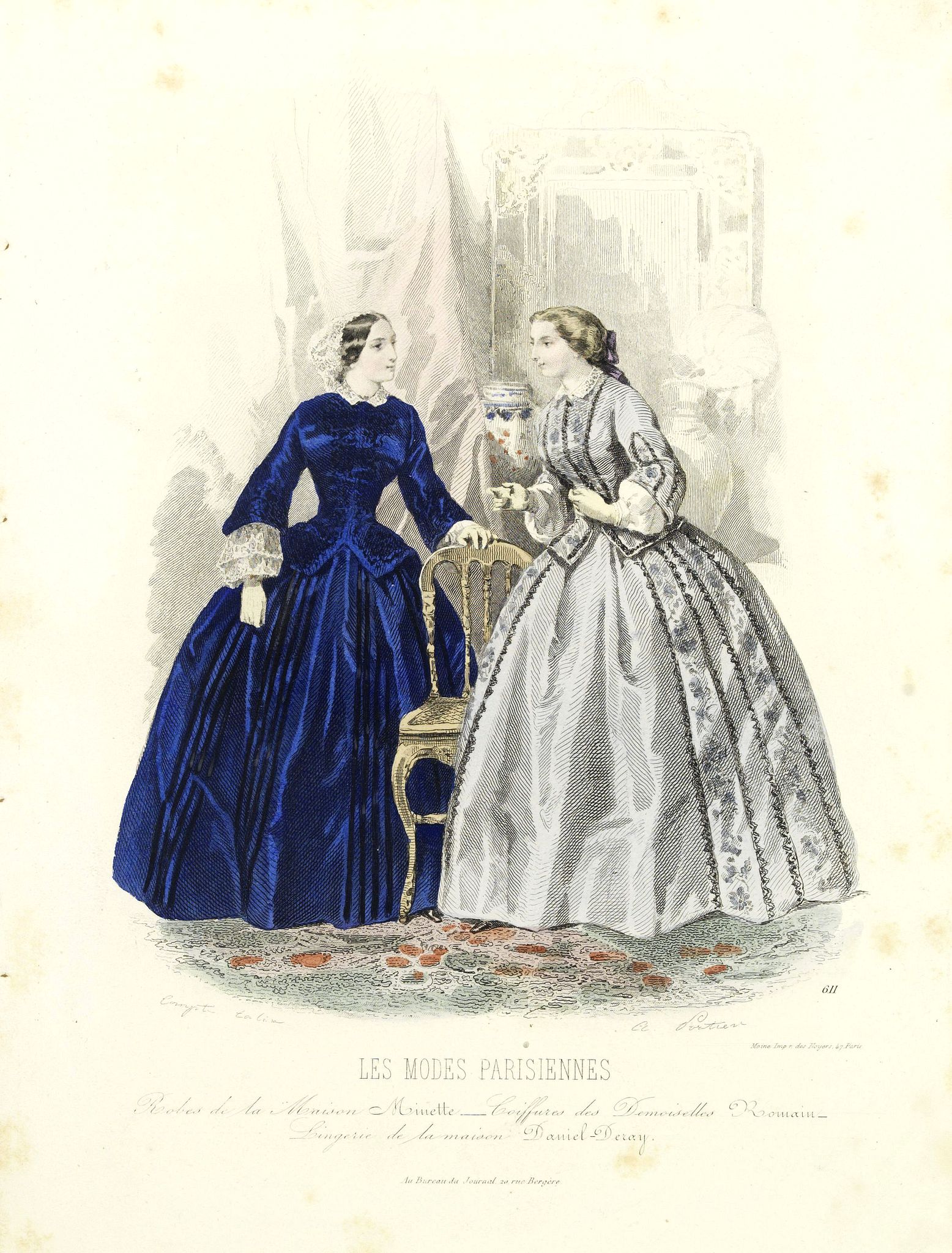 LES MODES PARISIENNES, Paris fashion plate. (611), antique map, old maps