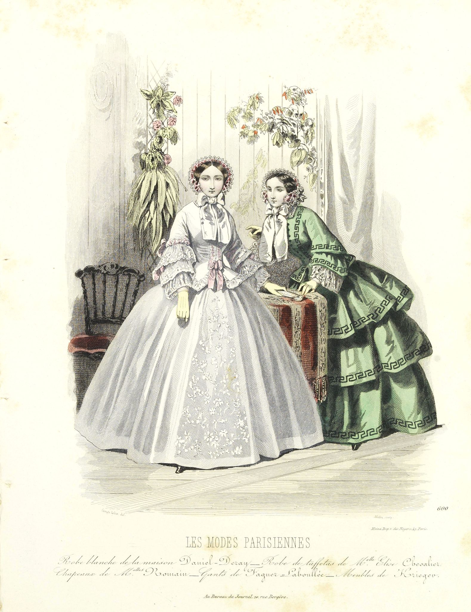 LES MODES PARISIENNES, Paris fashion plate. (600), antique map, old maps