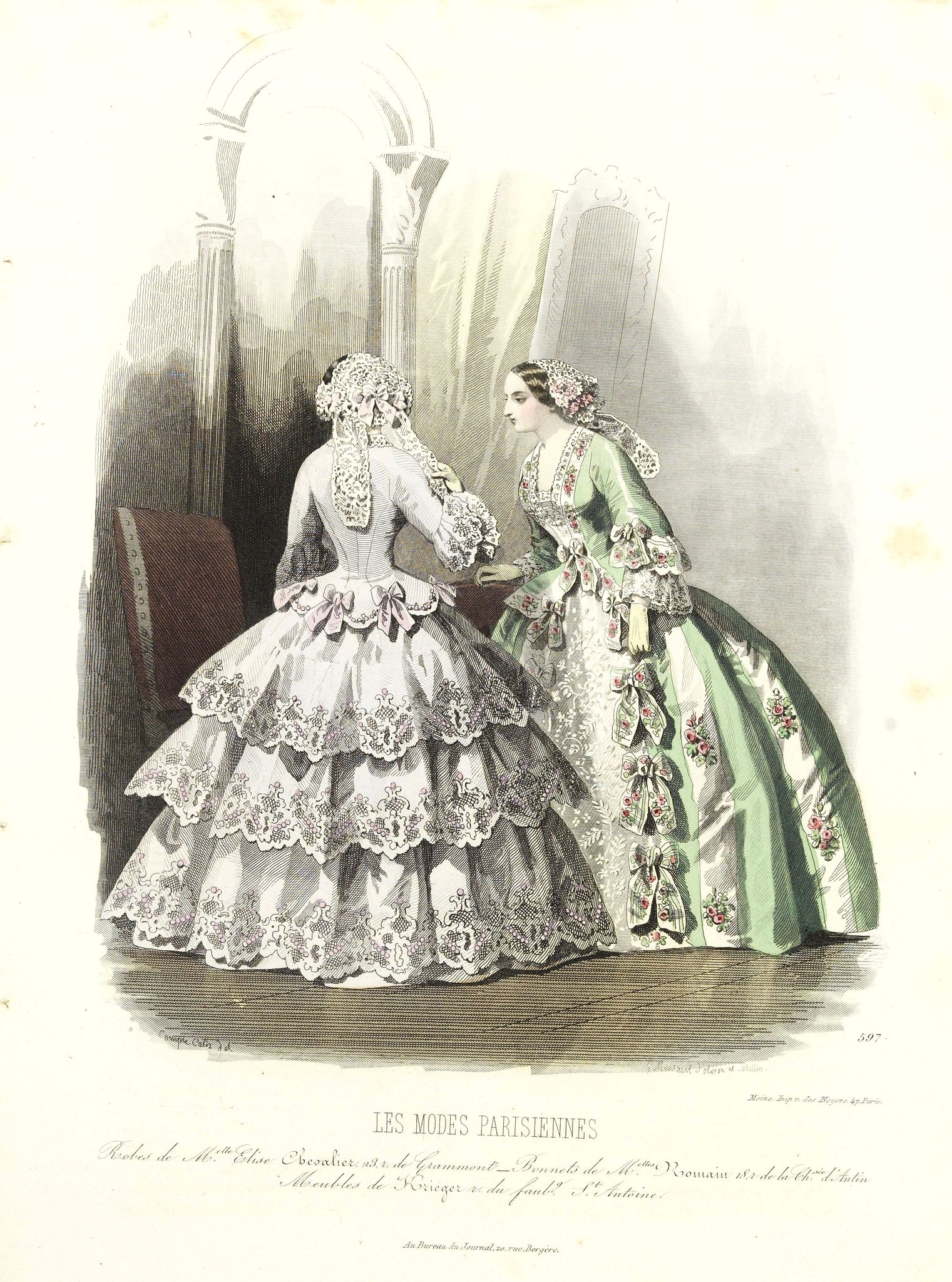 LES MODES PARISIENNES, Paris fashion plate. (597), antique map, old maps