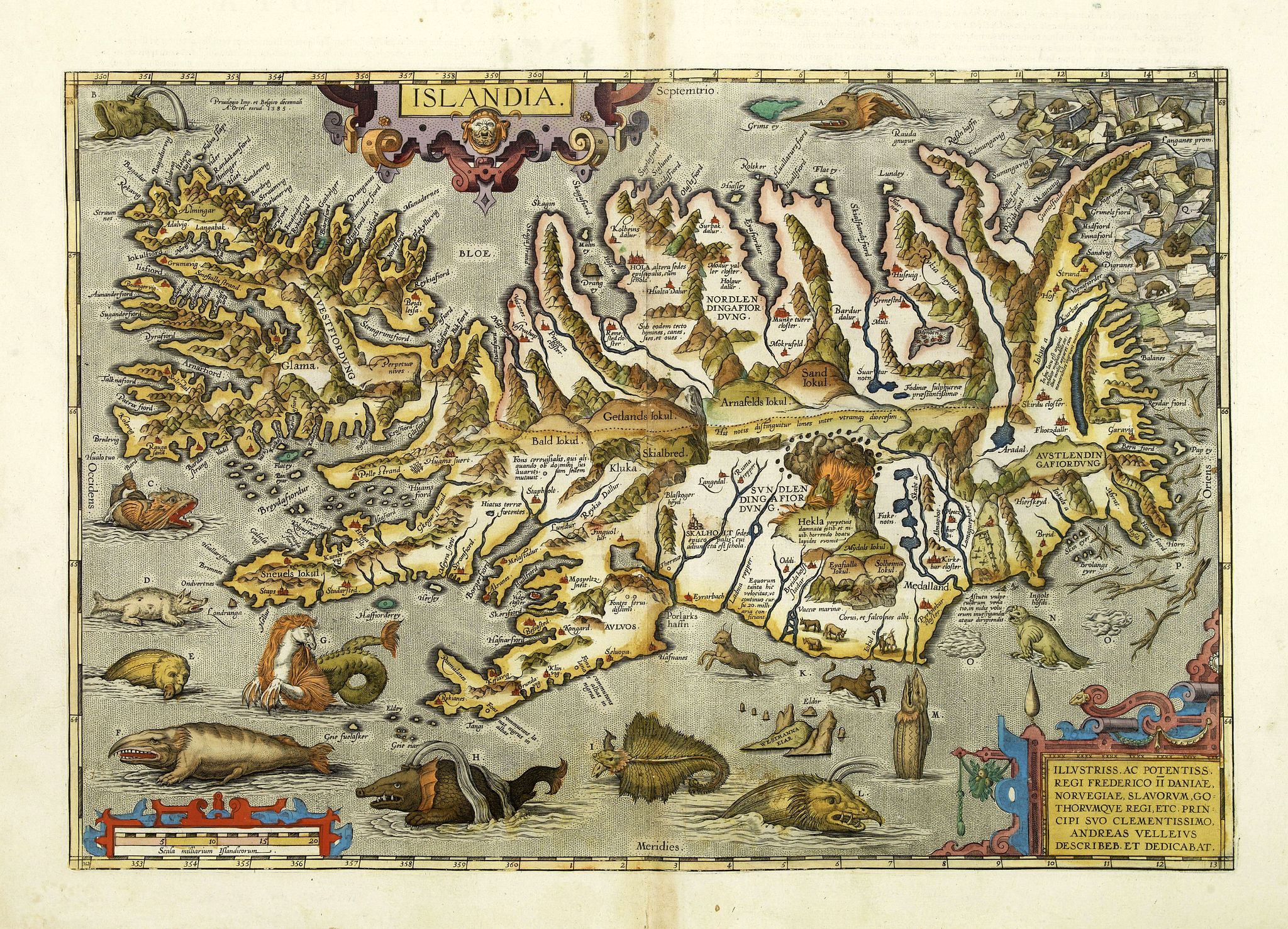 ORTELIUS, A., Islandia., antique map, old maps